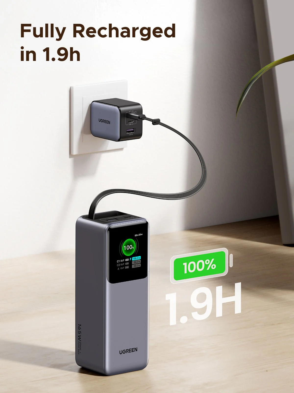 (Bundle) UGREEN Nexode 20000mAh 165W Power Bank + 2-Pack 100W USB-C Cables - Image 7