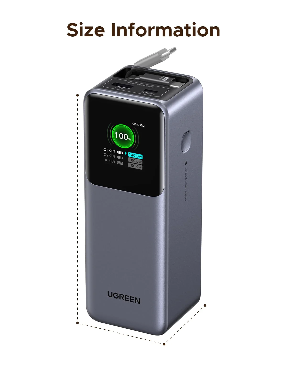 (Bundle) UGREEN Nexode 20000mAh 165W Power Bank + 100W Retractable USB-C Cable - Image 9