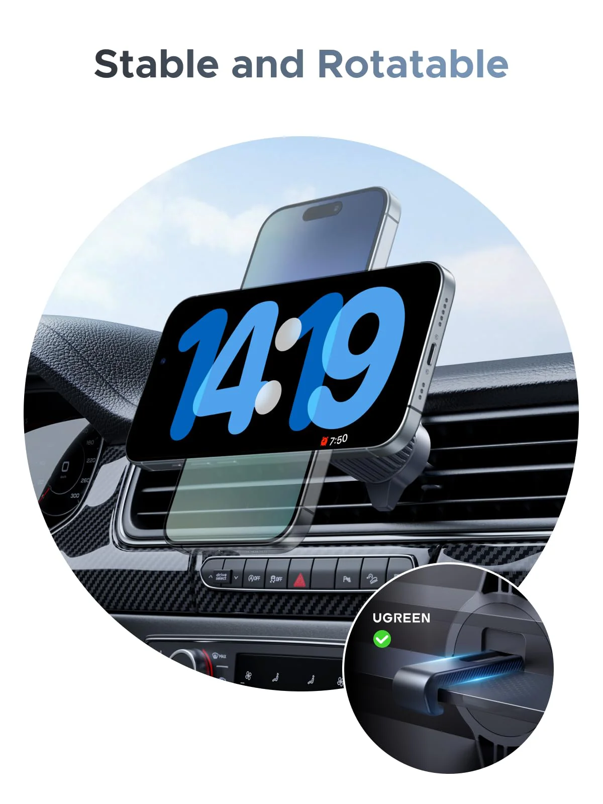 UGREEN MagFlow Magnetic Wireless Car Charger 25W (MagSafe compatible) - Image 9