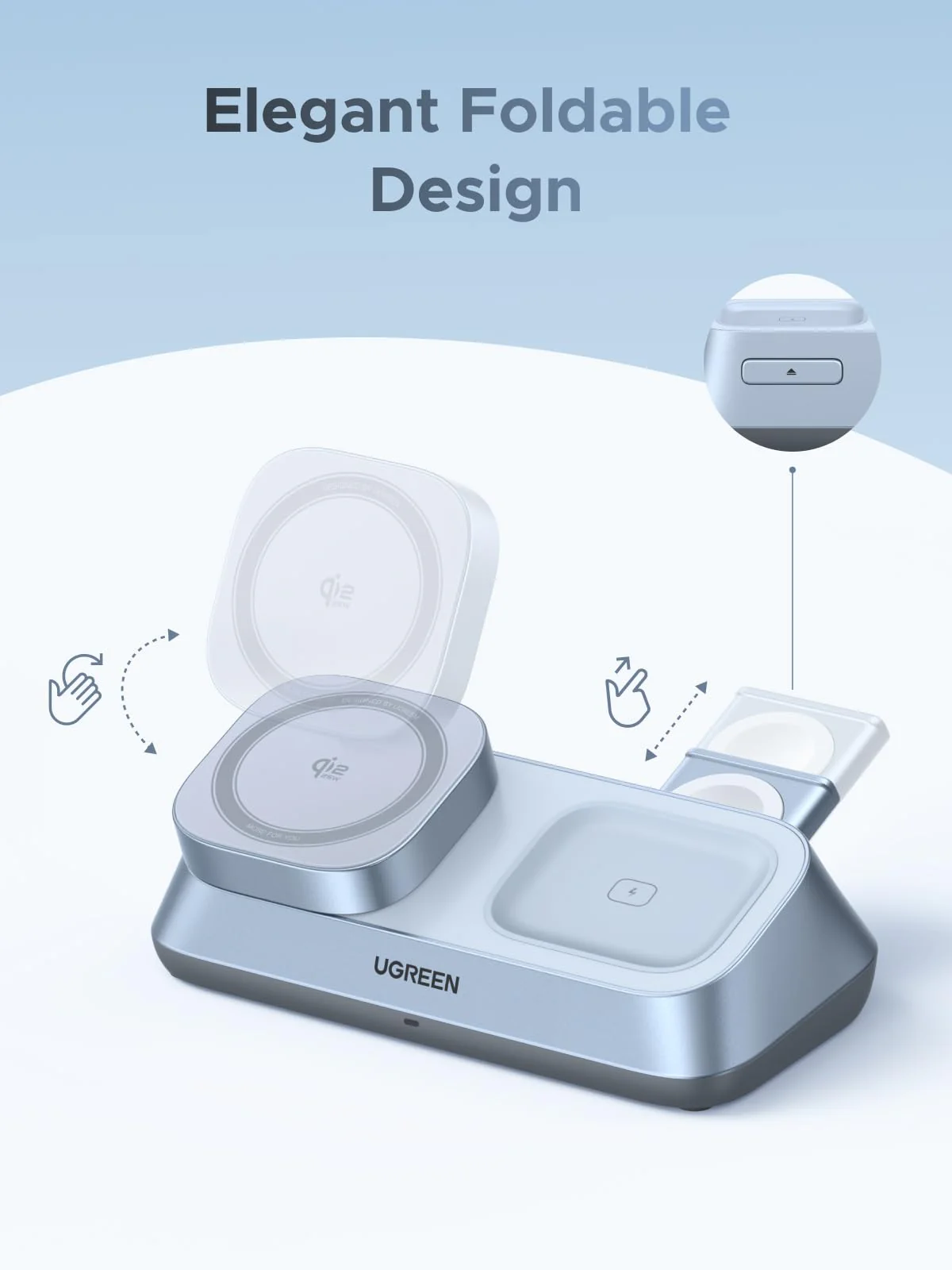 UGREEN MagFlow 3-in-1 Magnetic Wireless Charger (Qi2 25W, MagSafe-Compatible) - Image 5