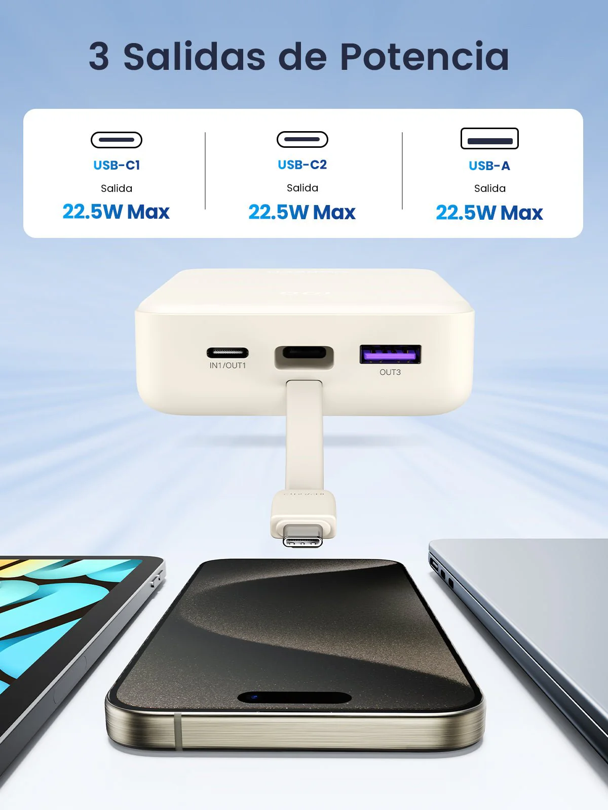 UGREEN Power Bank 20000mAh 22.5W with Built-in USB-C Cable - Image 5