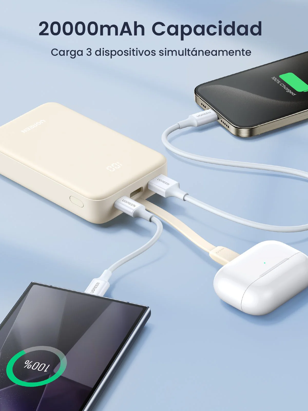 UGREEN Power Bank 20000mAh 22.5W with Built-in USB-C Cable - Image 8