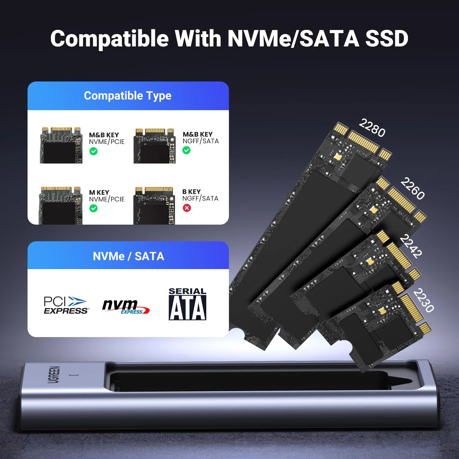 UGREEN M.2 NVMe SATA SSD Enclosure - Image 3