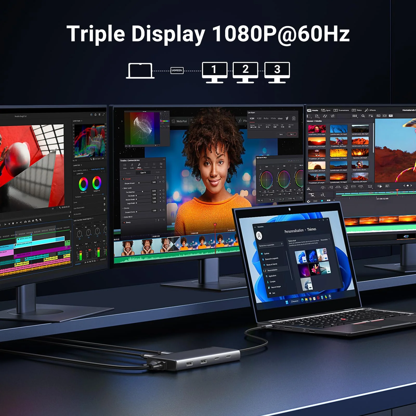 UGREEN 8 in 1 USB C 4K Docking Station Dual Monitor - Image 3
