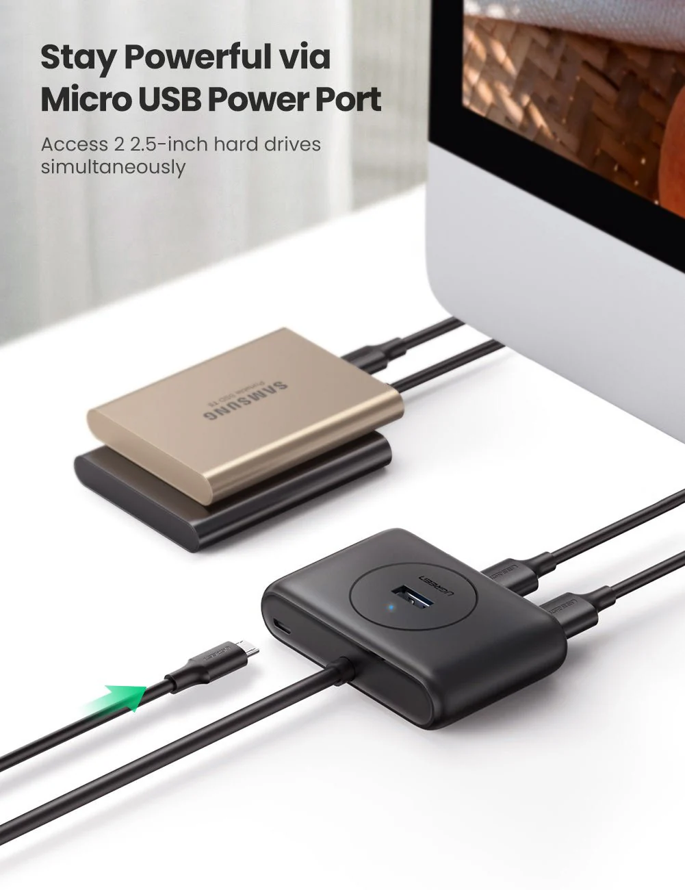 UGREEN 4-in-1 USB 3.0 Data Hub - Image 3