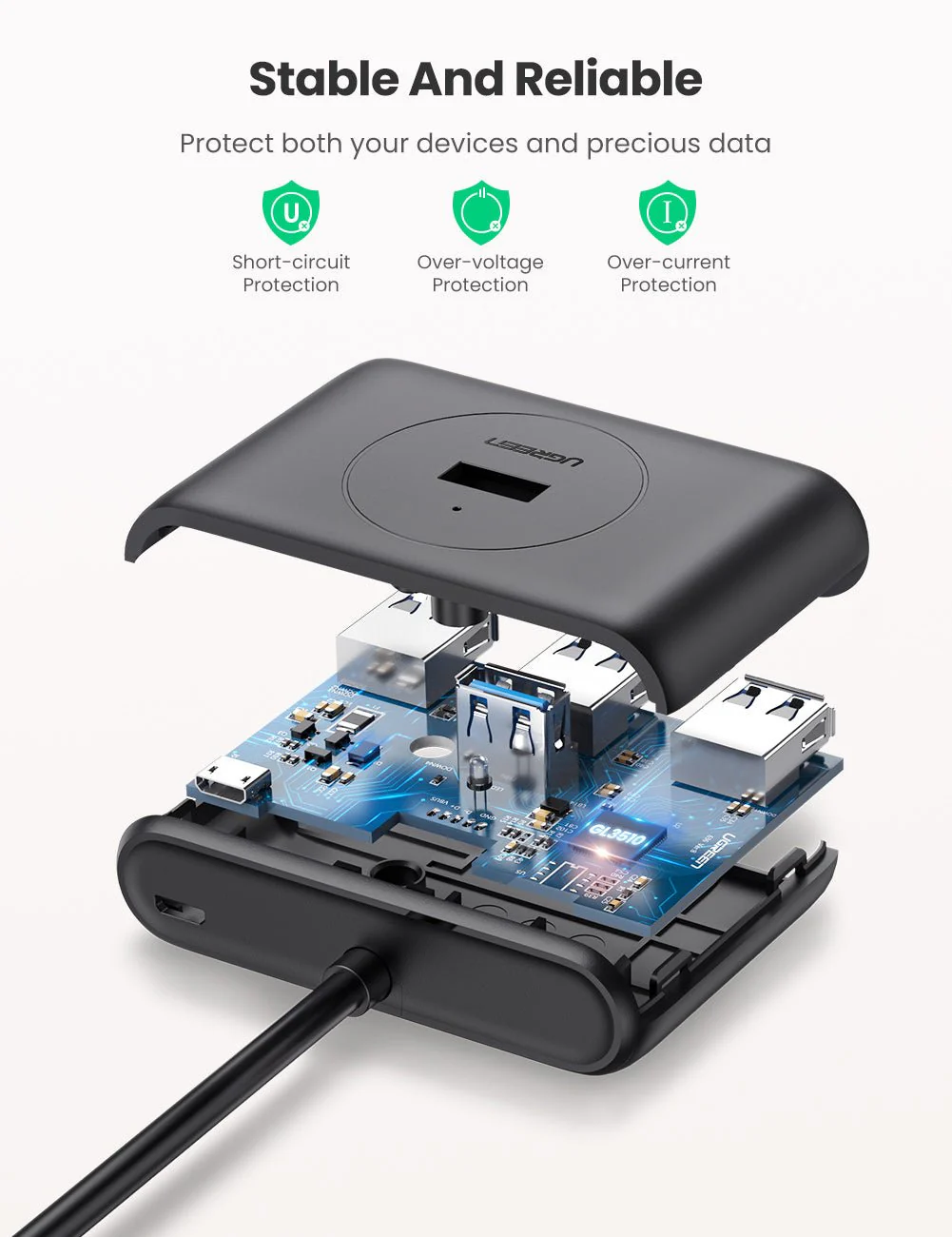 UGREEN 4-in-1 USB 3.0 Data Hub - Image 6