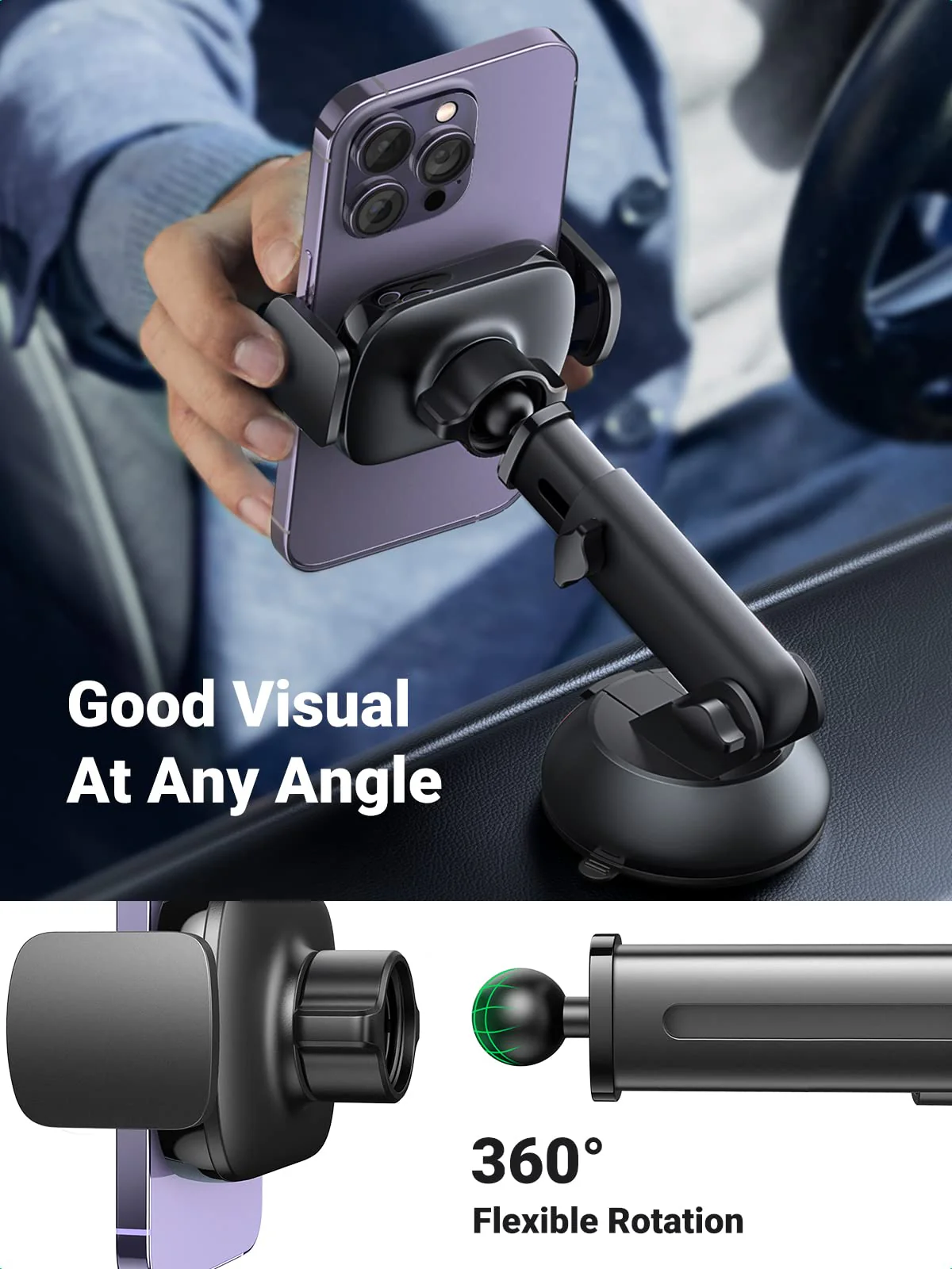 UGREEN Car Phone Holder (Telescopic Arm, 360° Rotation) - Image 7