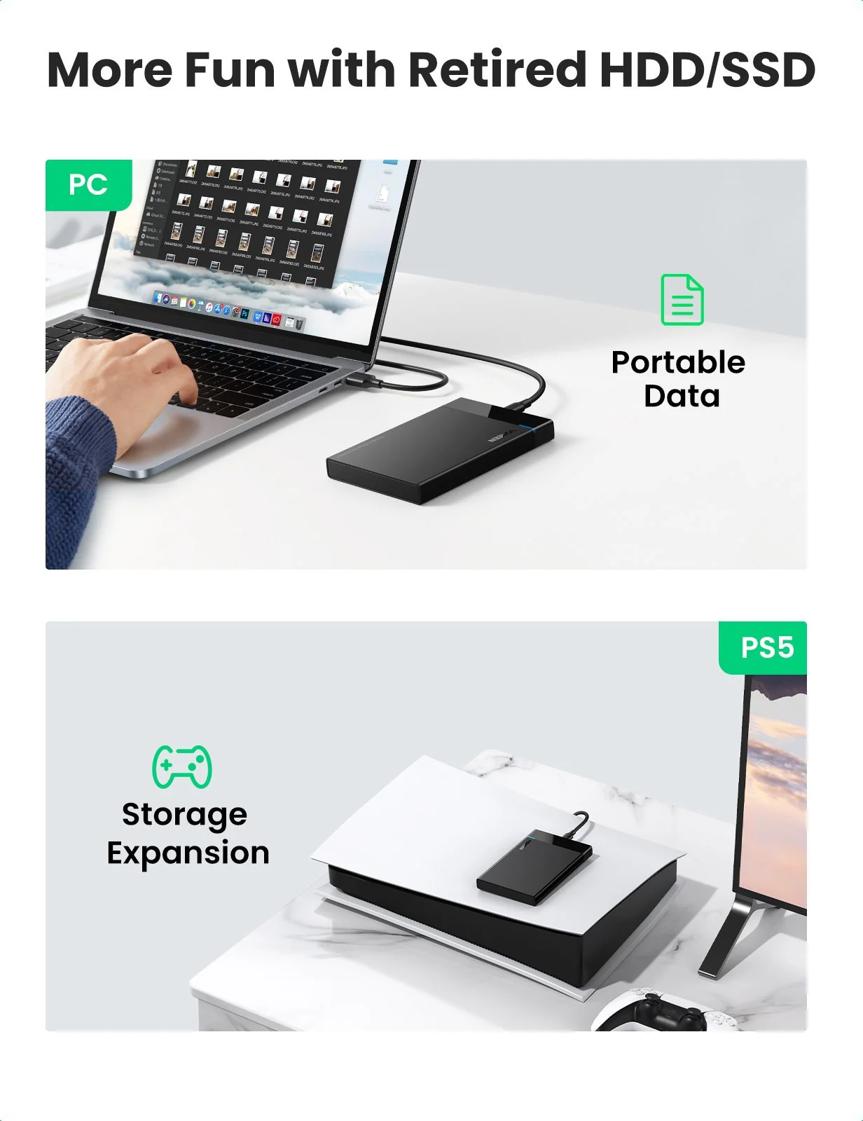 UGREEN Hard Drive Enclosure (2.5", 6Gbps, USB 3.1) - Image 7