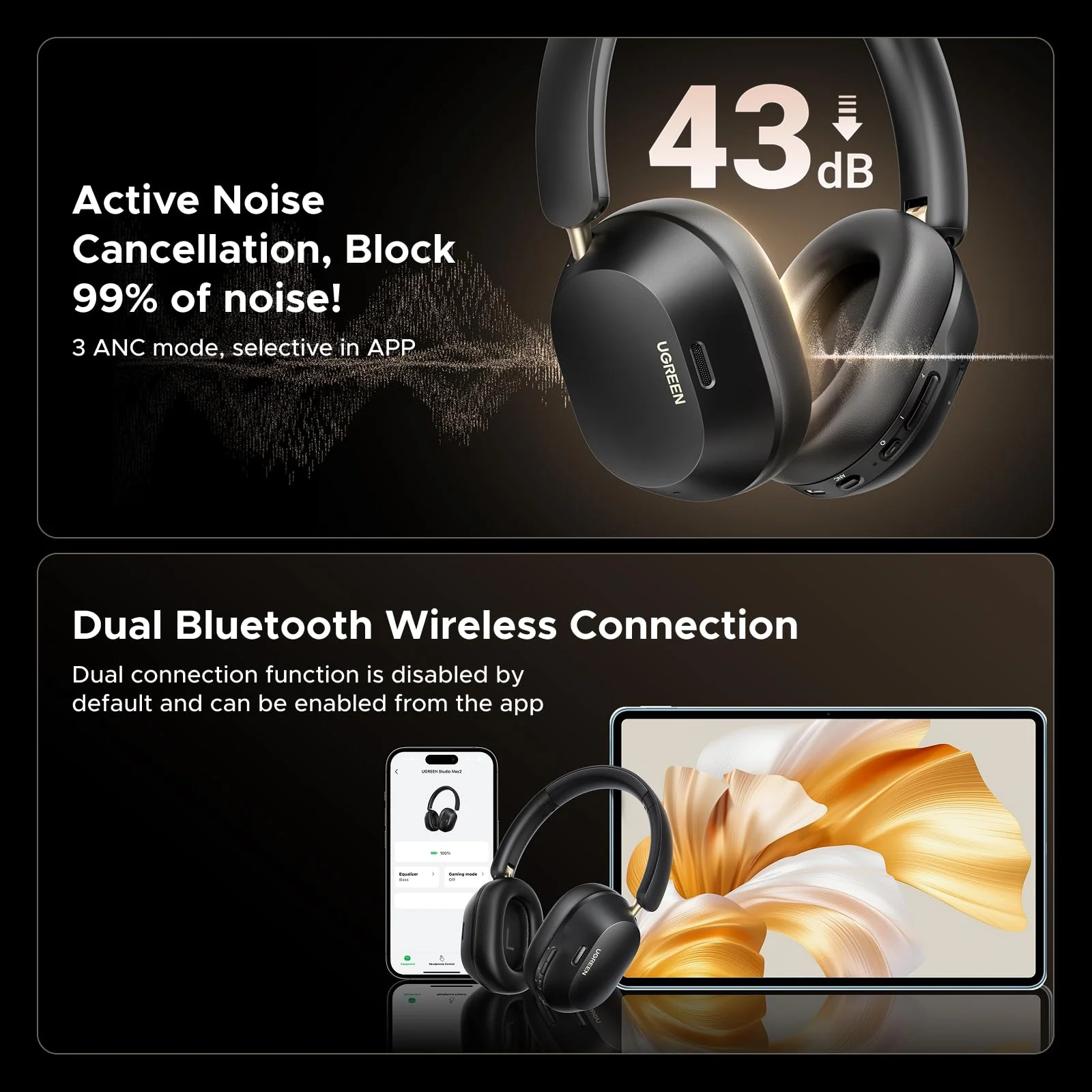 UGREEN HiTune MAX 5C  Bluetooth Headphones (Over-Ear, Noise-Canceling, Hi-Res) - Image 7
