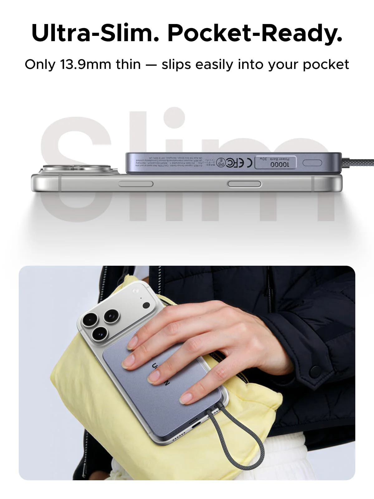 UGREEN MagFlow Air Magnetic Power Bank (10000mAh, Qi2 15W) - Image 3