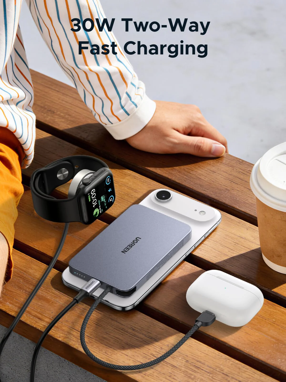 UGREEN MagFlow Air Magnetic Power Bank (10000mAh, Qi2 15W) - Image 7