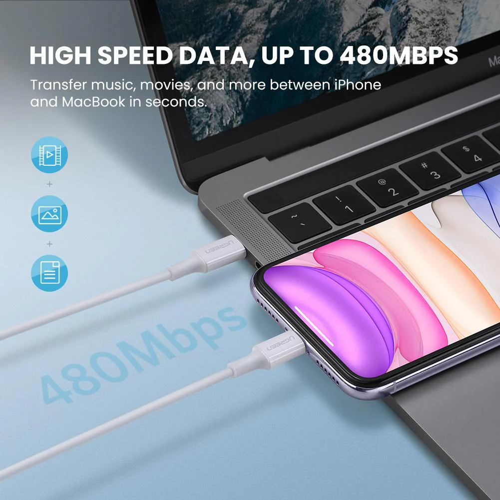 UGREEN MFi USB-C to Lightning Charging Cable - Image 3