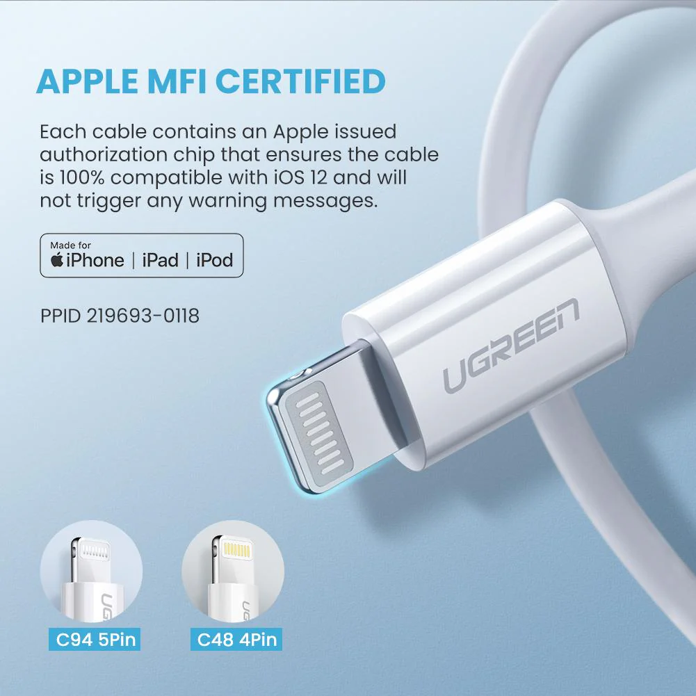 UGREEN MFi USB-C to Lightning Charging Cable - Image 4