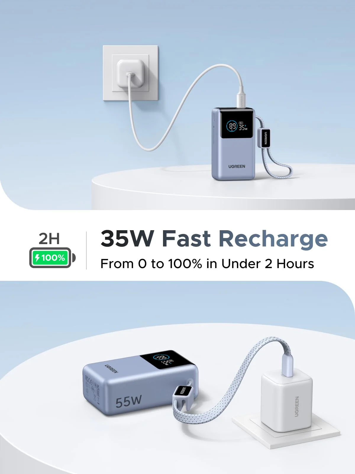 UGREEN Nexode Pro Power Bank 10000mAh 45W with Built-in Cable - Image 7