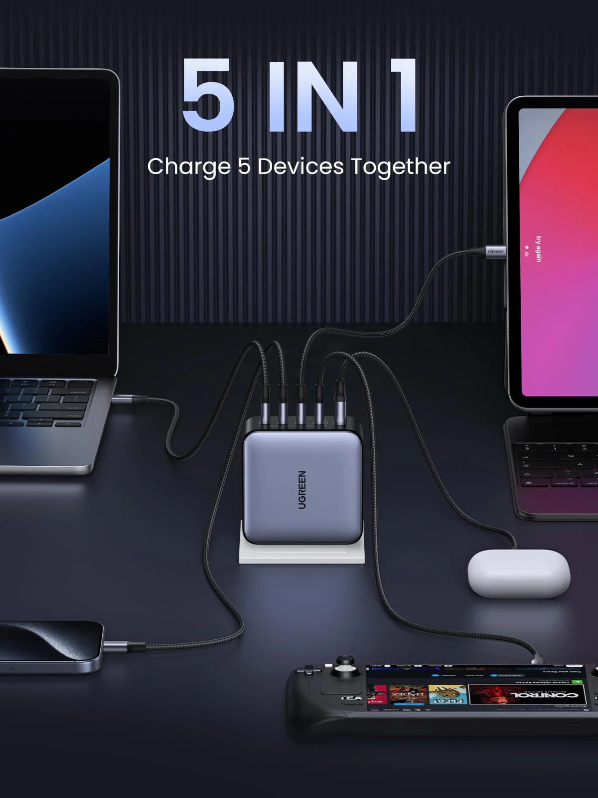 UGREEN Nexode 100W 5-Port USB-C Charger - Image 3