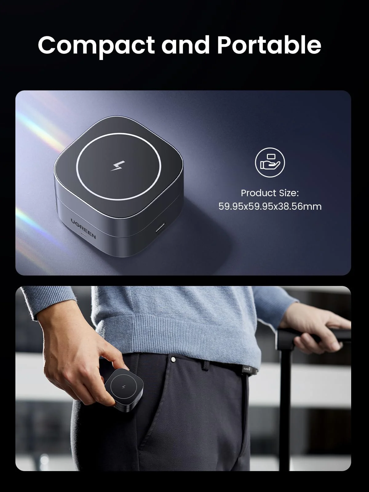 UGREEN 2-in-1 Foldable Wireless Fast Charging Station - Image 9