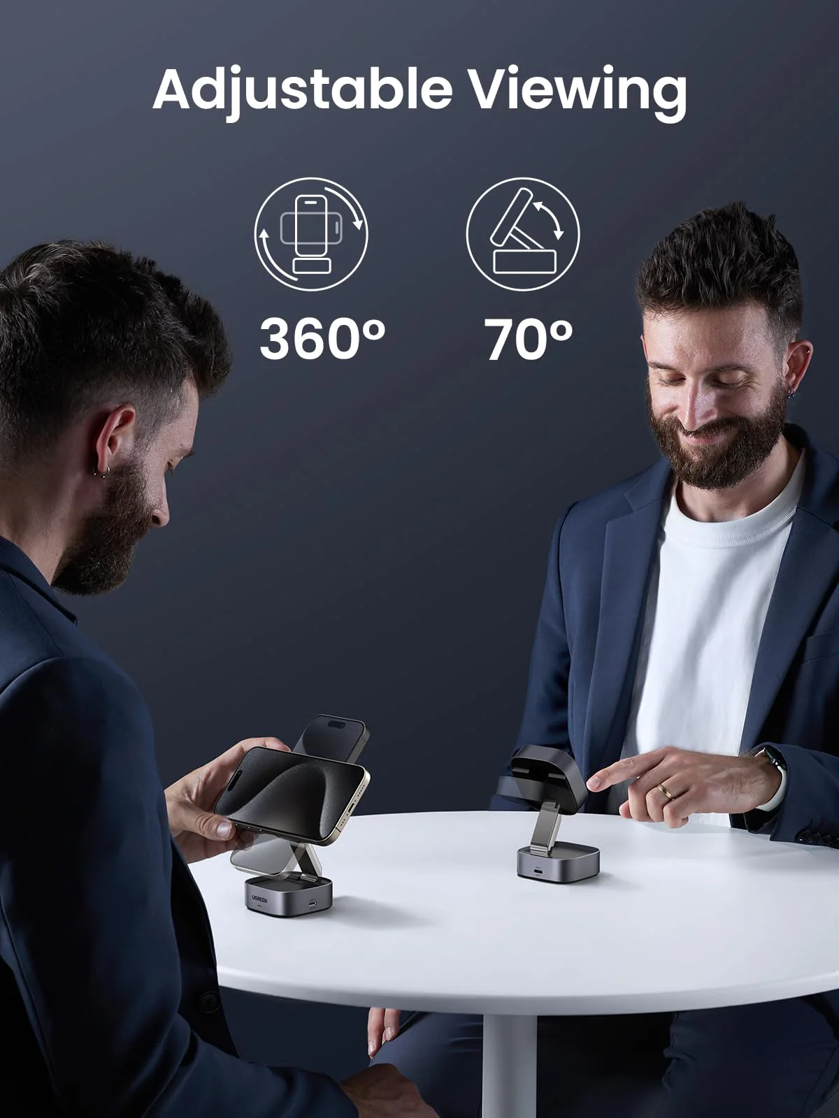 UGREEN 2-in-1 Qi2 Magnetic Foldable Fast Charging Station - Image 6