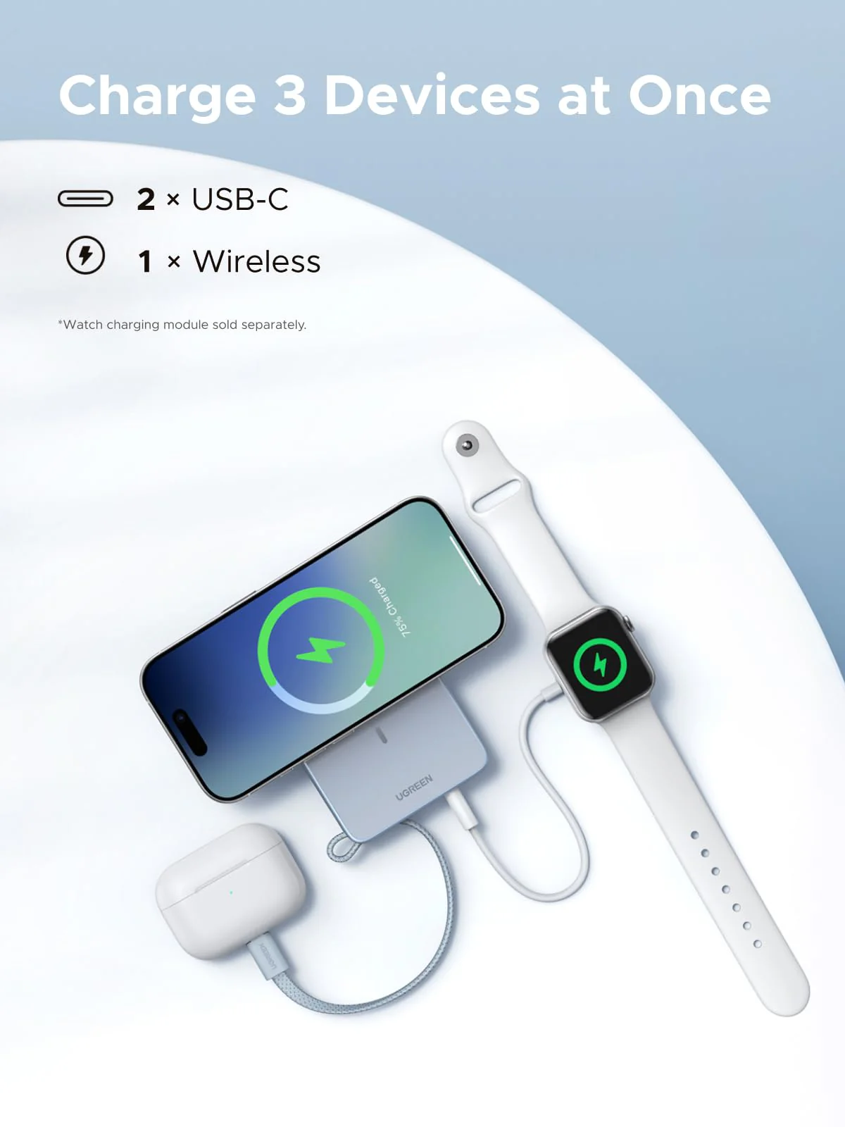 UGREEN MagFlow Magnetic Wireless Power Bank 10000mAh Qi2 25W - Image 6
