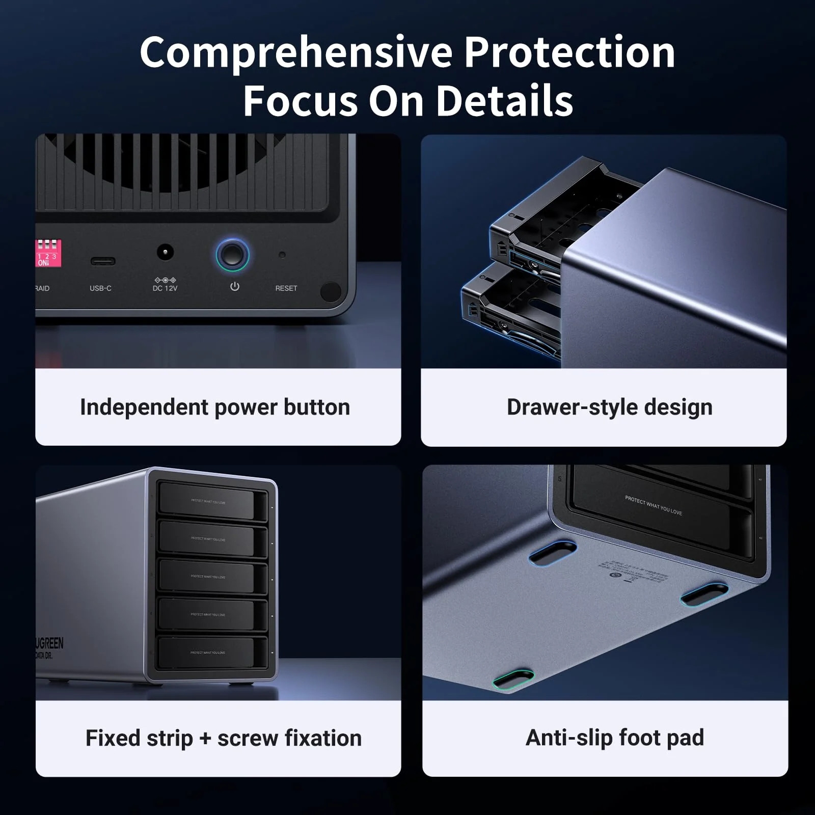 UGREEN 5 Bay USB C RAID Hard Drive Enclosure 100TB - Image 8