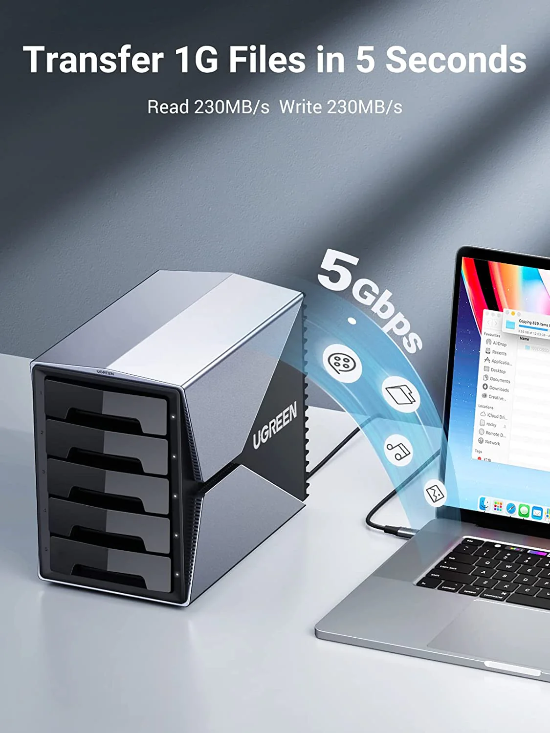 UGREEN 5 Bay USB-C to SATA HDD SSD RAID Enclosure - Image 5