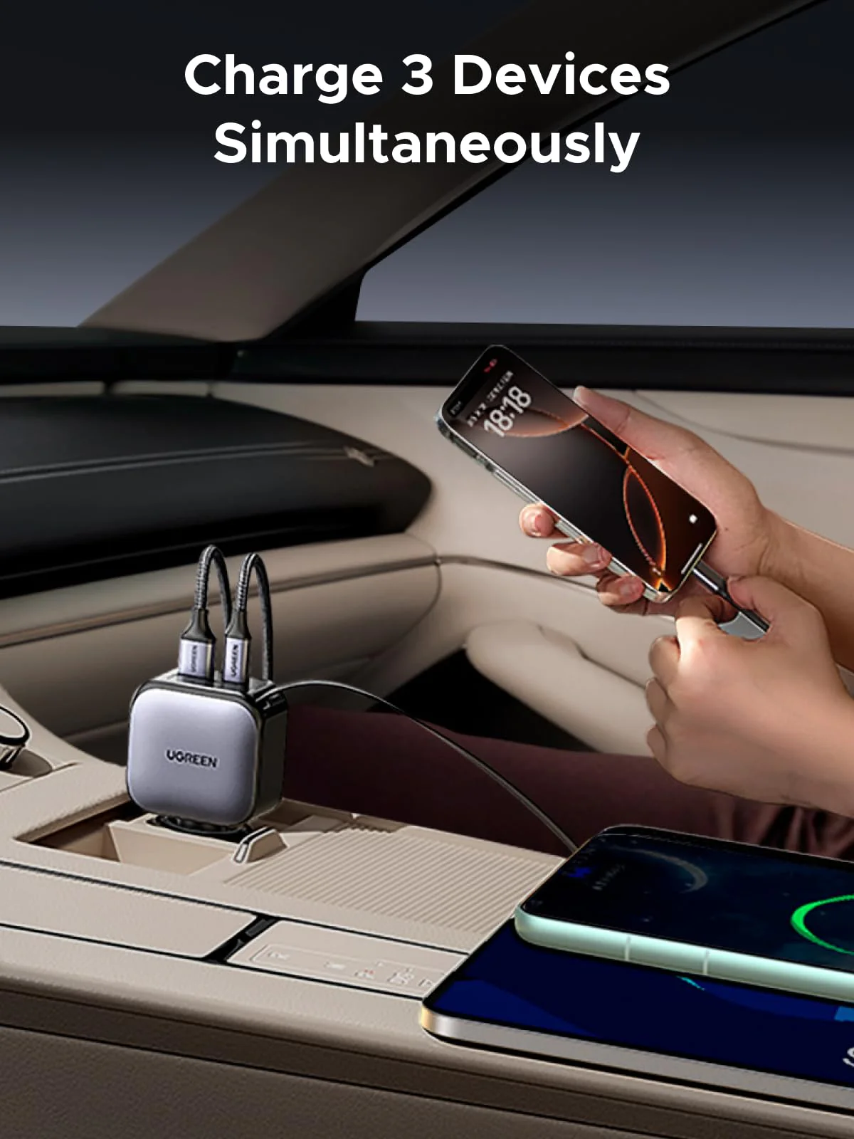 UGREEN Nexode Car Charger 60W with Retractable USB-C Cable - Image 4