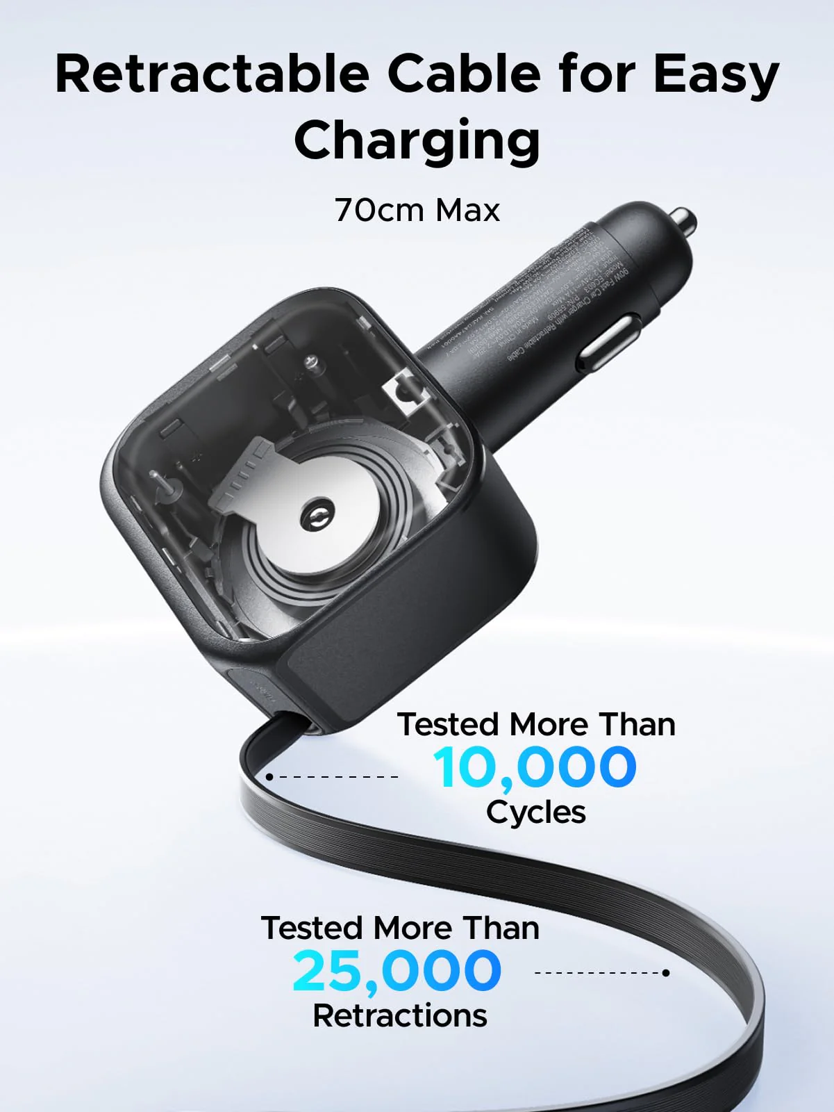 UGREEN Nexode Car Charger 60W with Retractable USB-C Cable - Image 5