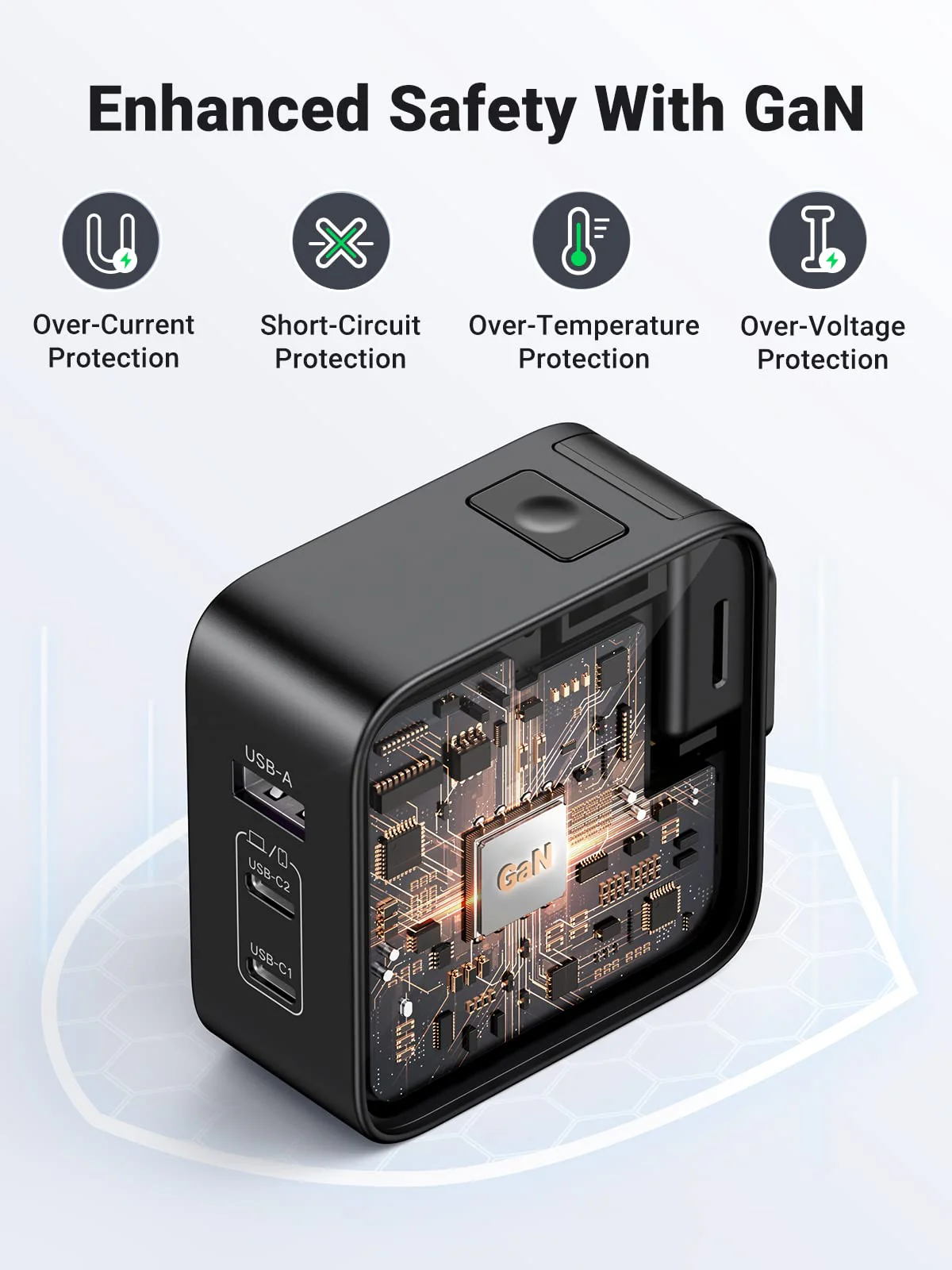 UGREEN Nexode 65W 3-Port Travel Charger with US/UK/EU Plug - Image 4