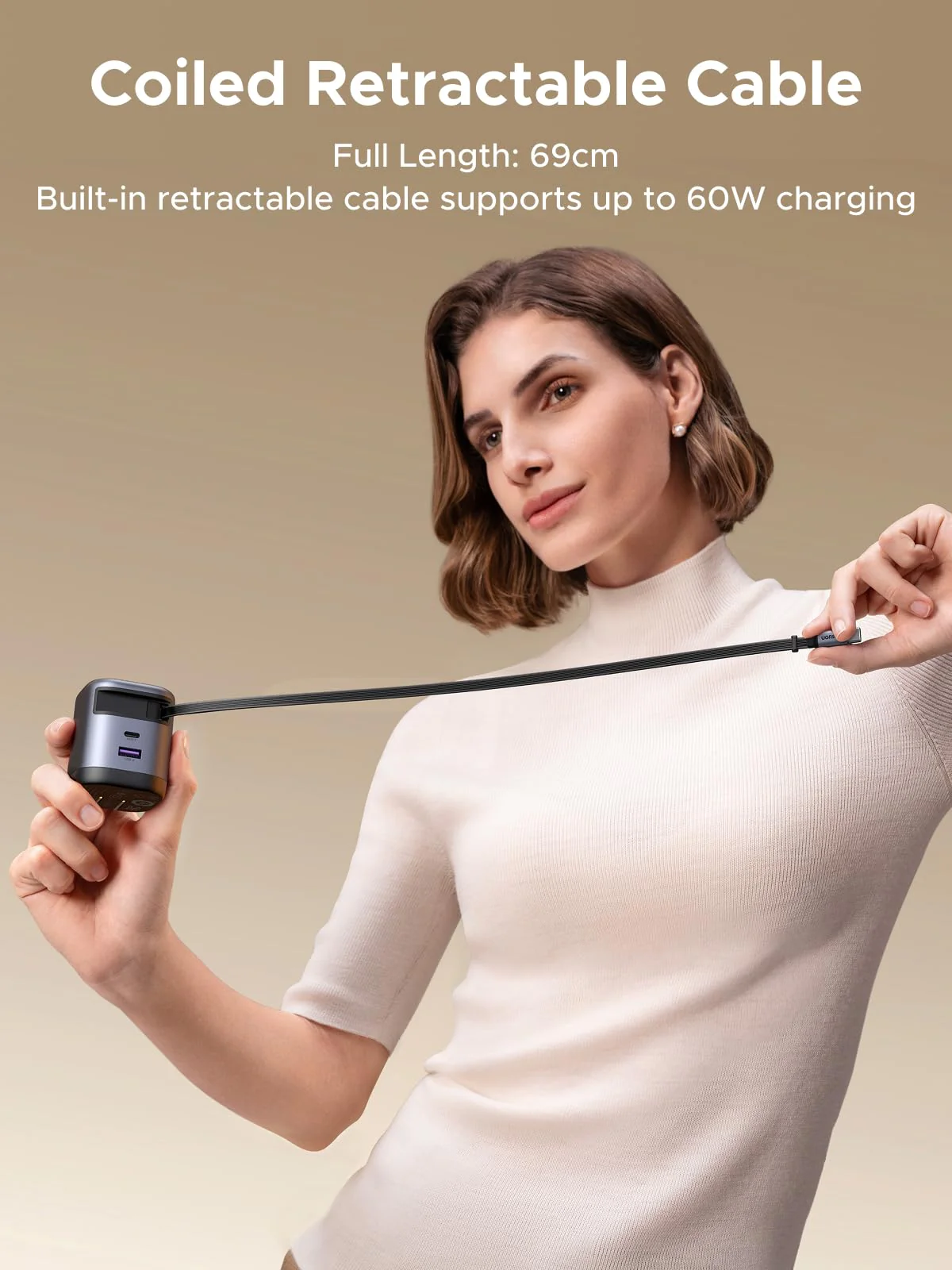 UGREEN Nexode 65W Charger with Retractable USB-C Cable - Image 4