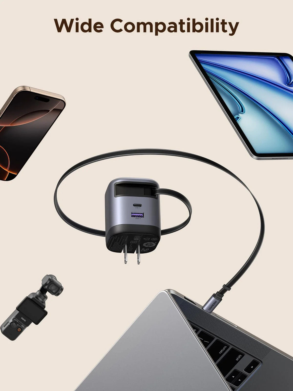 UGREEN Nexode 65W Charger with Retractable USB-C Cable - Image 9