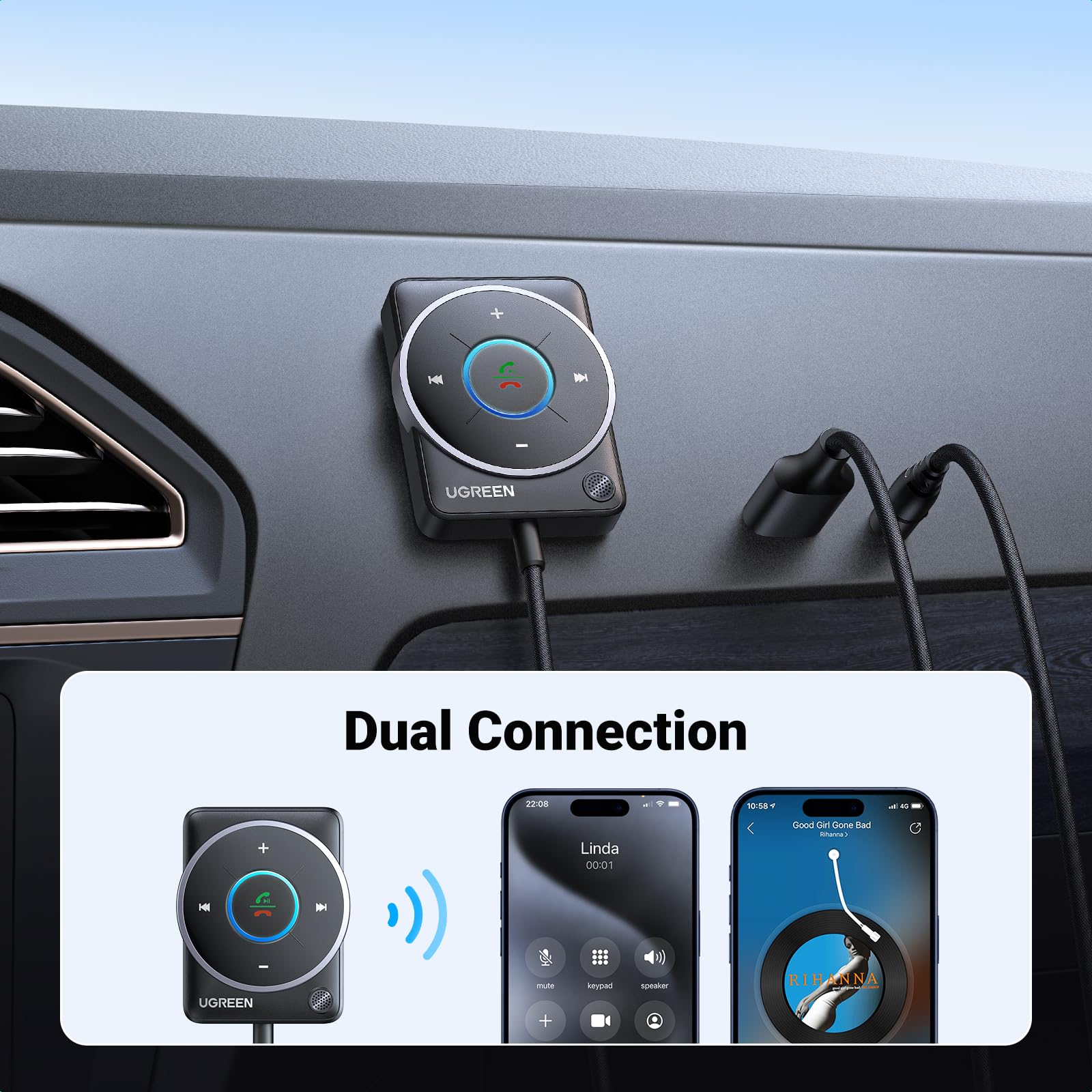 UGREEN Aux Bluetooth 5.4 Adapter For Car (2024 Latest) - Image 5