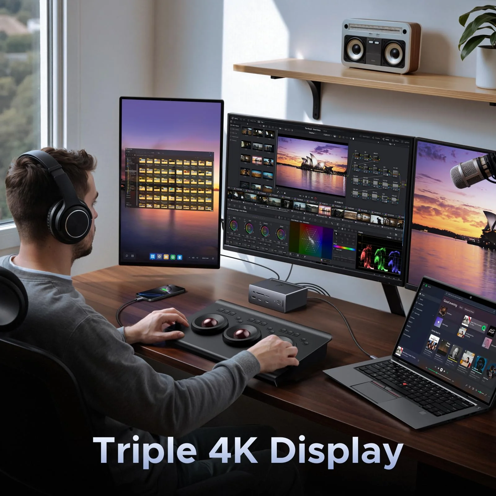 UGREEN USB-C Docking Station 3 Monitors 4K - 10Gbps & 100W Charging - Image 3