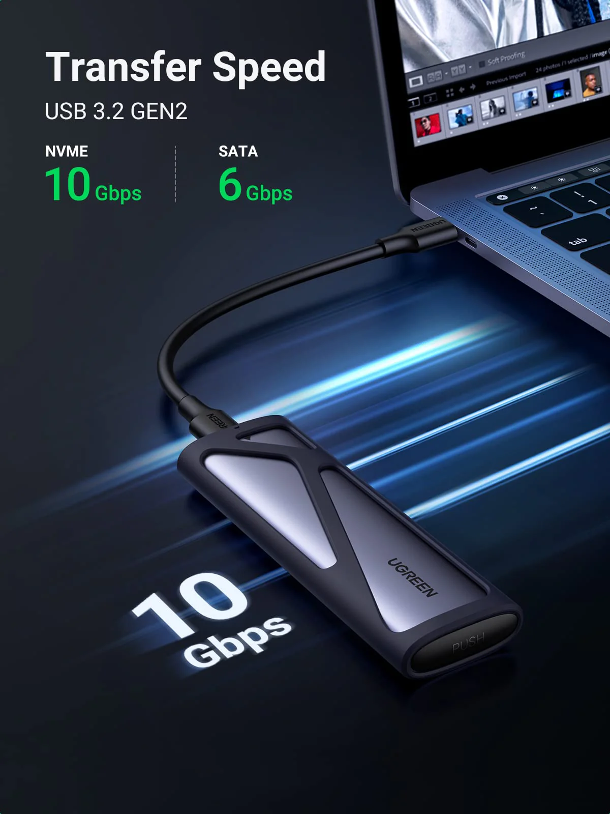 UGREEN 10Gbps M.2 NVMe SATA Enclosure - Image 5