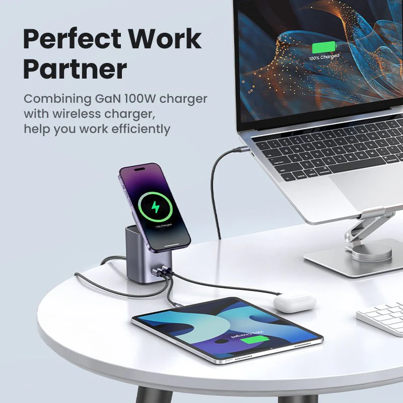 UGREEN 100W 4-Port Power Station with Qi2 Wireless Charging - Image 4