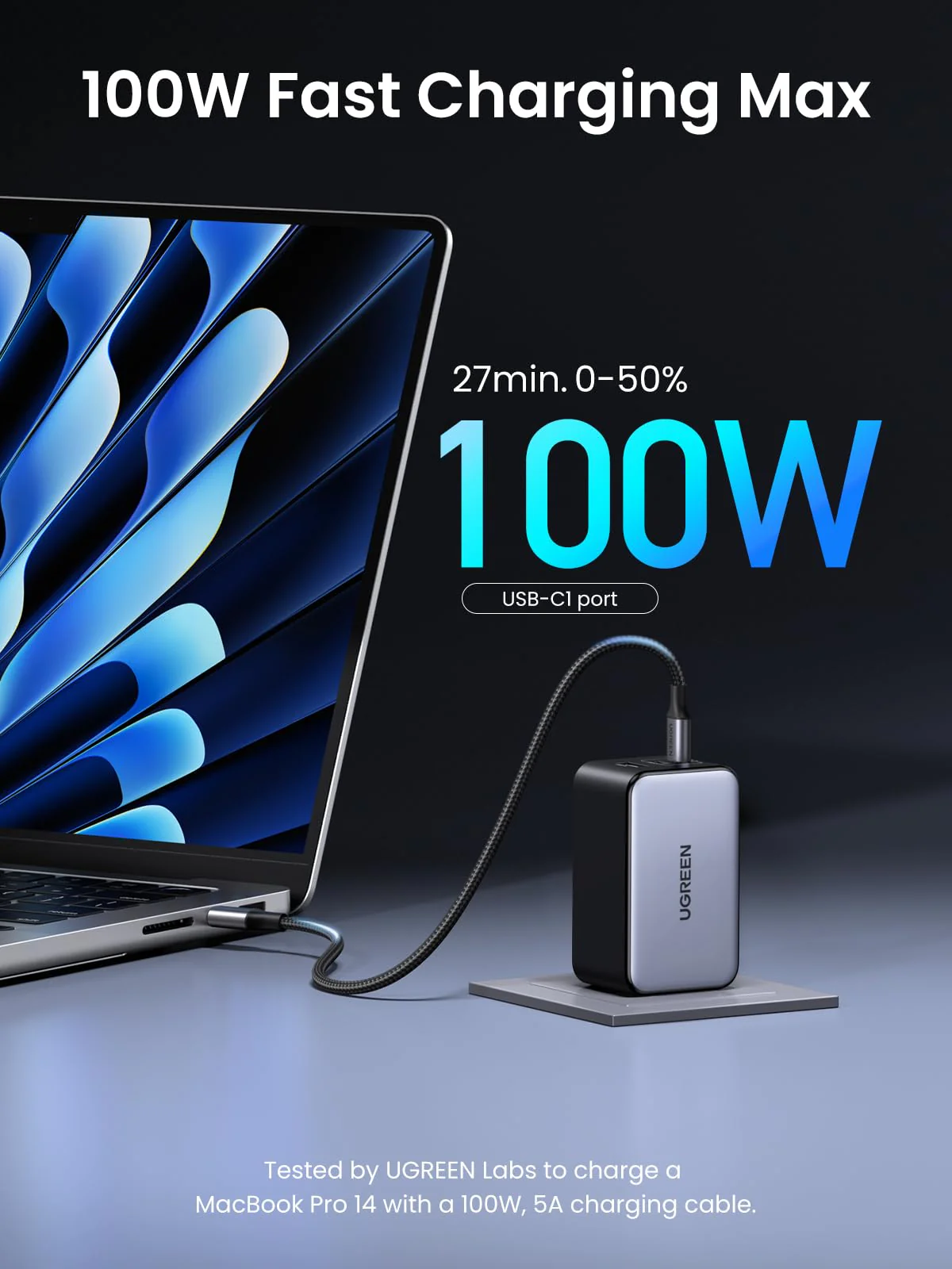 UGREEN Nexode 100W 3-Port Charger with Foldable Plug - Image 2