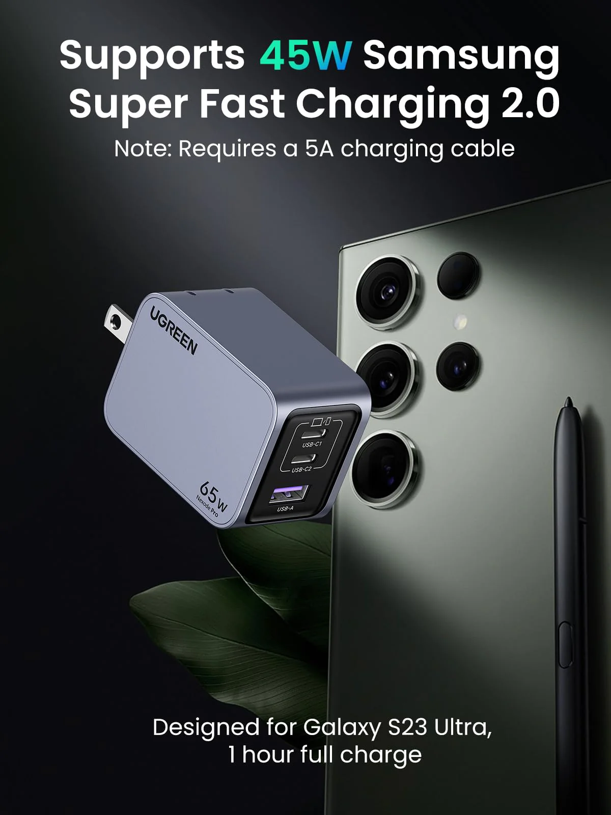 UGREEN Nexode Pro 65W 3-Port Charger - Image 5