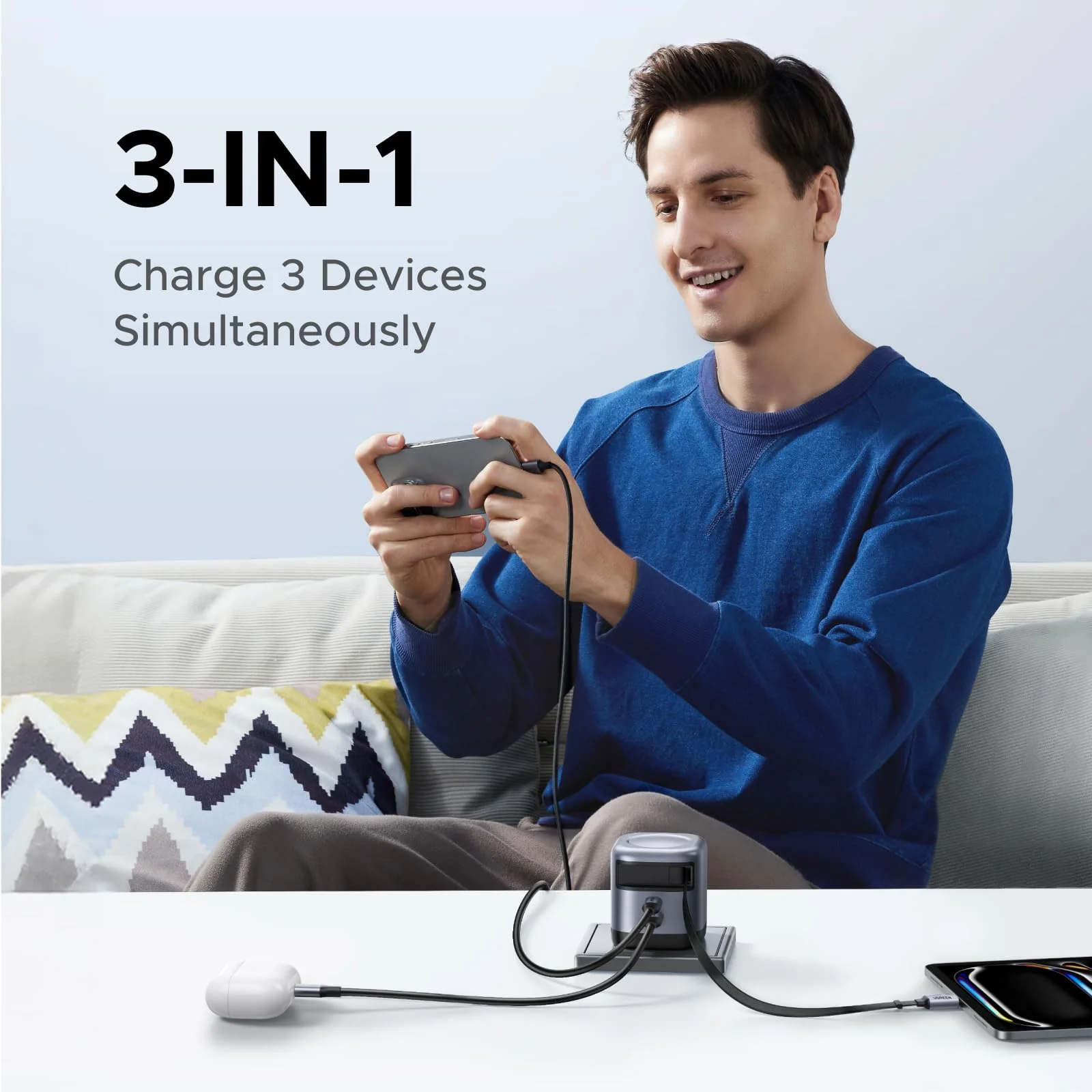 UGREEN Nexode 45W 2-Port Charger with Retractable Cable - Image 3