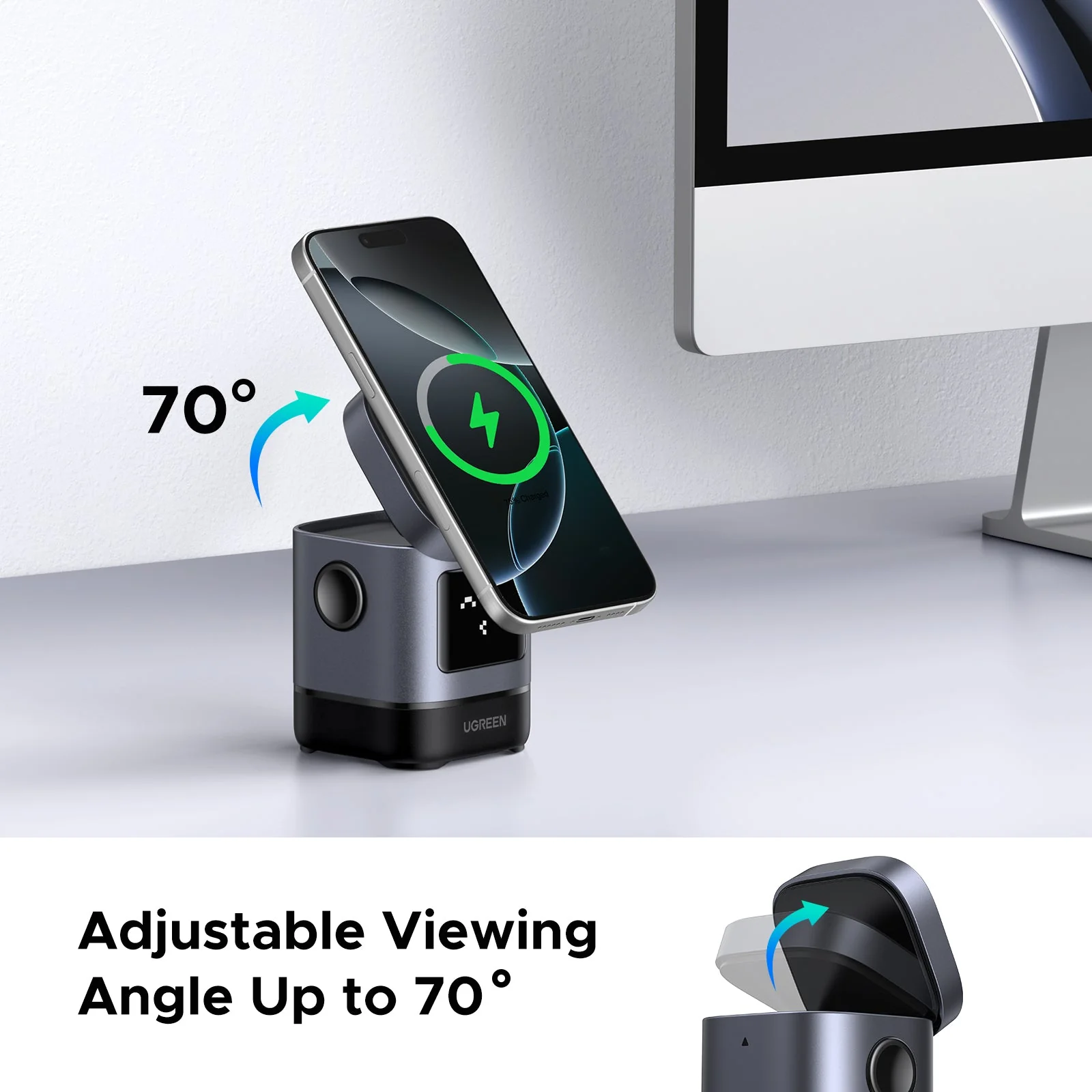 UGREEN Uno 2-in-1 Magnetic Wireless Charger 15W - Image 4