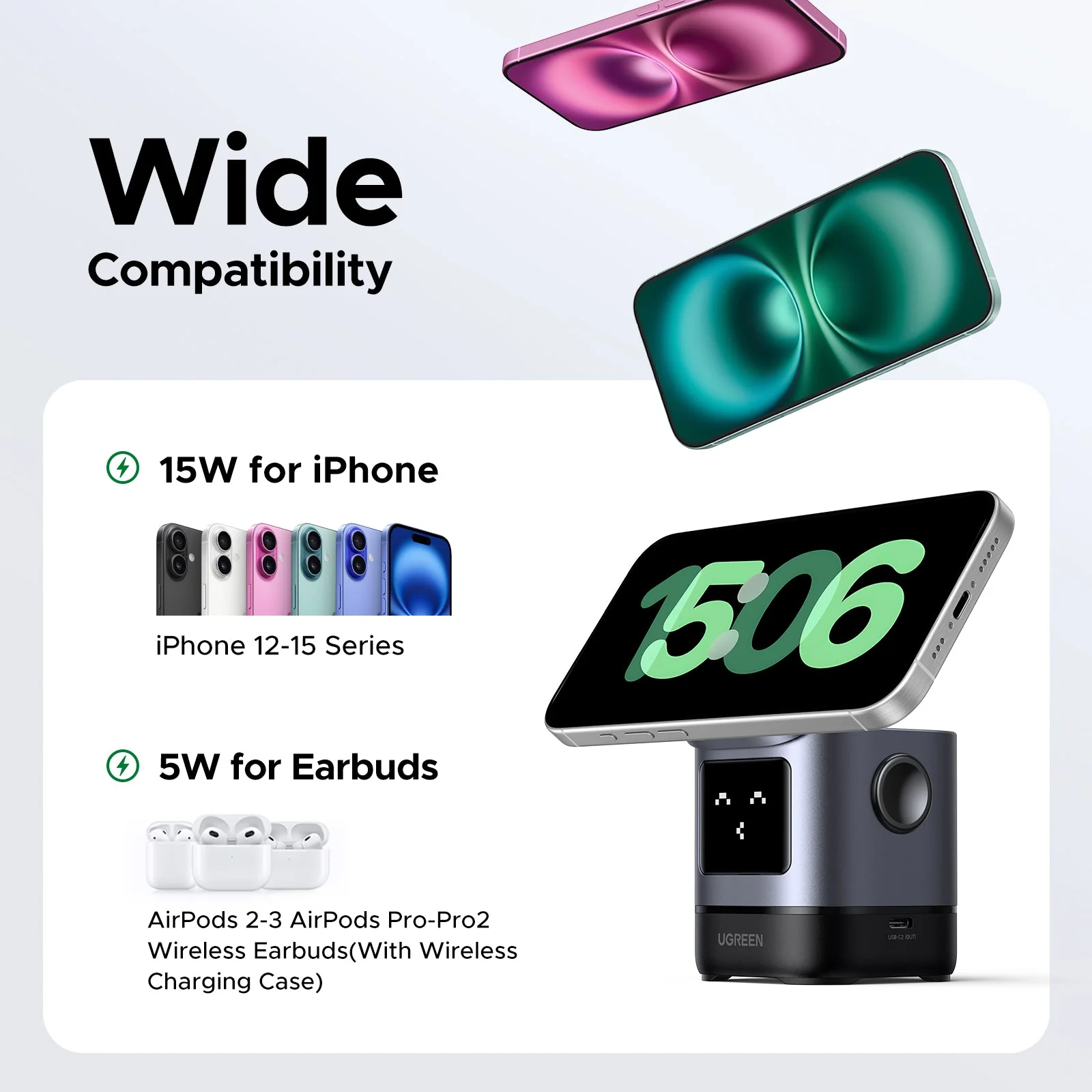 UGREEN Uno 2-in-1 Magnetic Wireless Charger 15W - Image 6