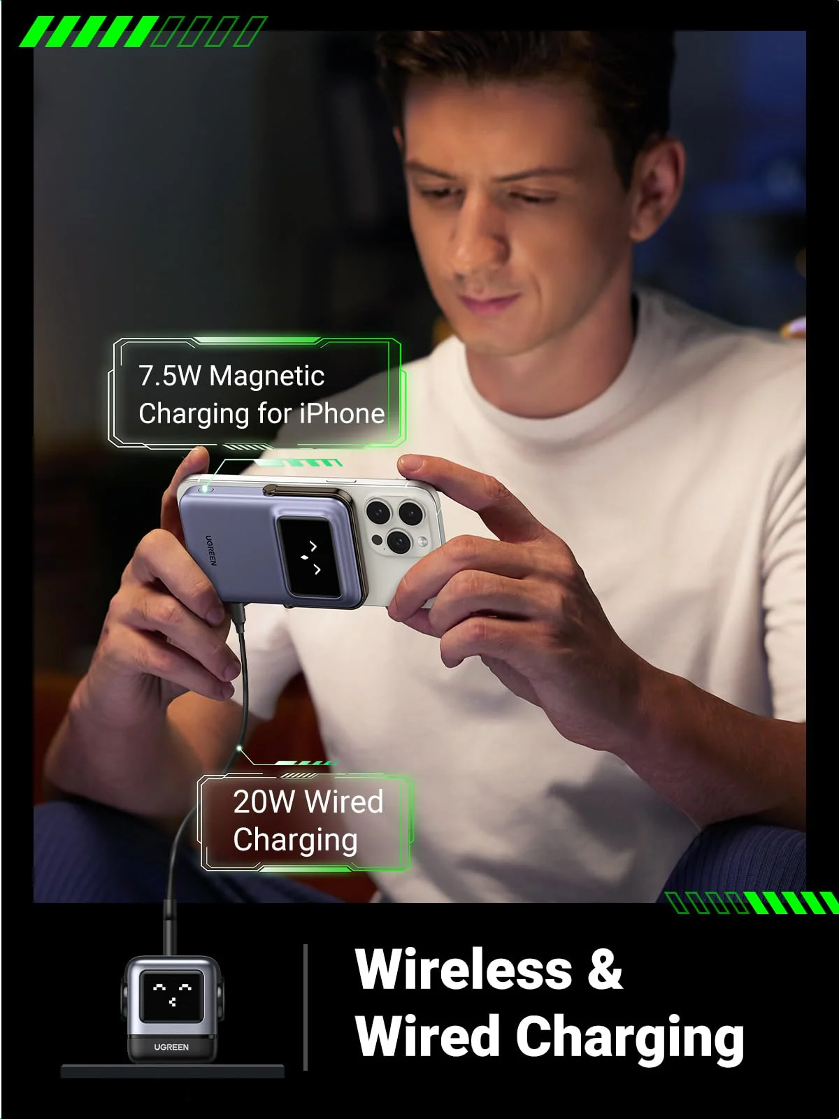 UGREEN Uno Magnetic Wireless Power Bank 5000mAh Qi 7.5W - Image 4