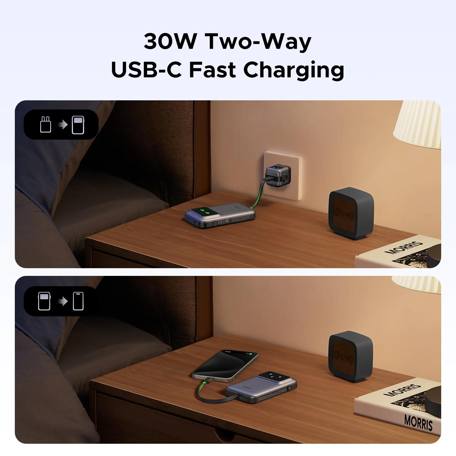 UGREEN Uno Power Bank 10000mAh 30W with Built-in Cable - Image 4