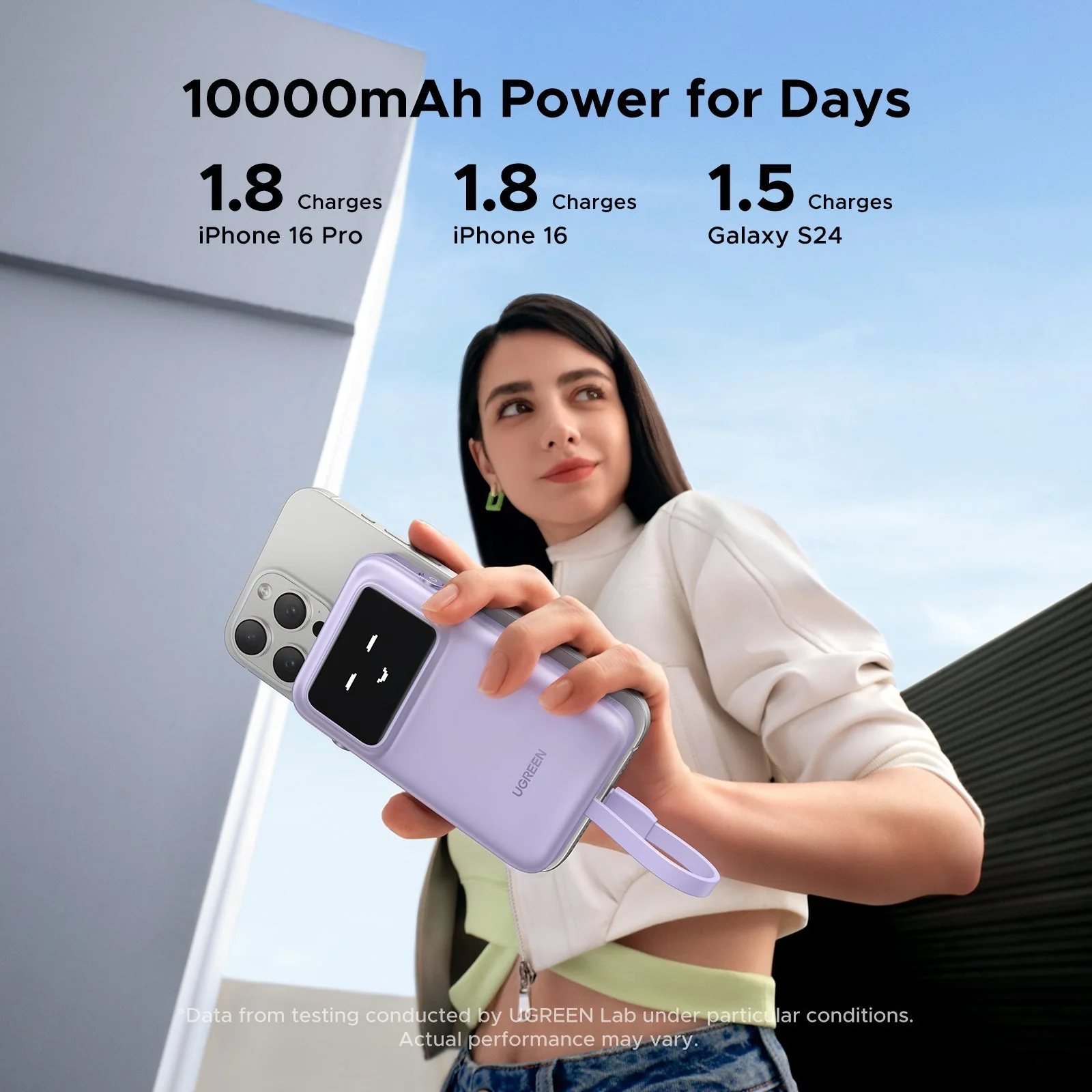 UGREEN Uno Power Bank 10000mAh 30W with Built-in Cable - Image 6