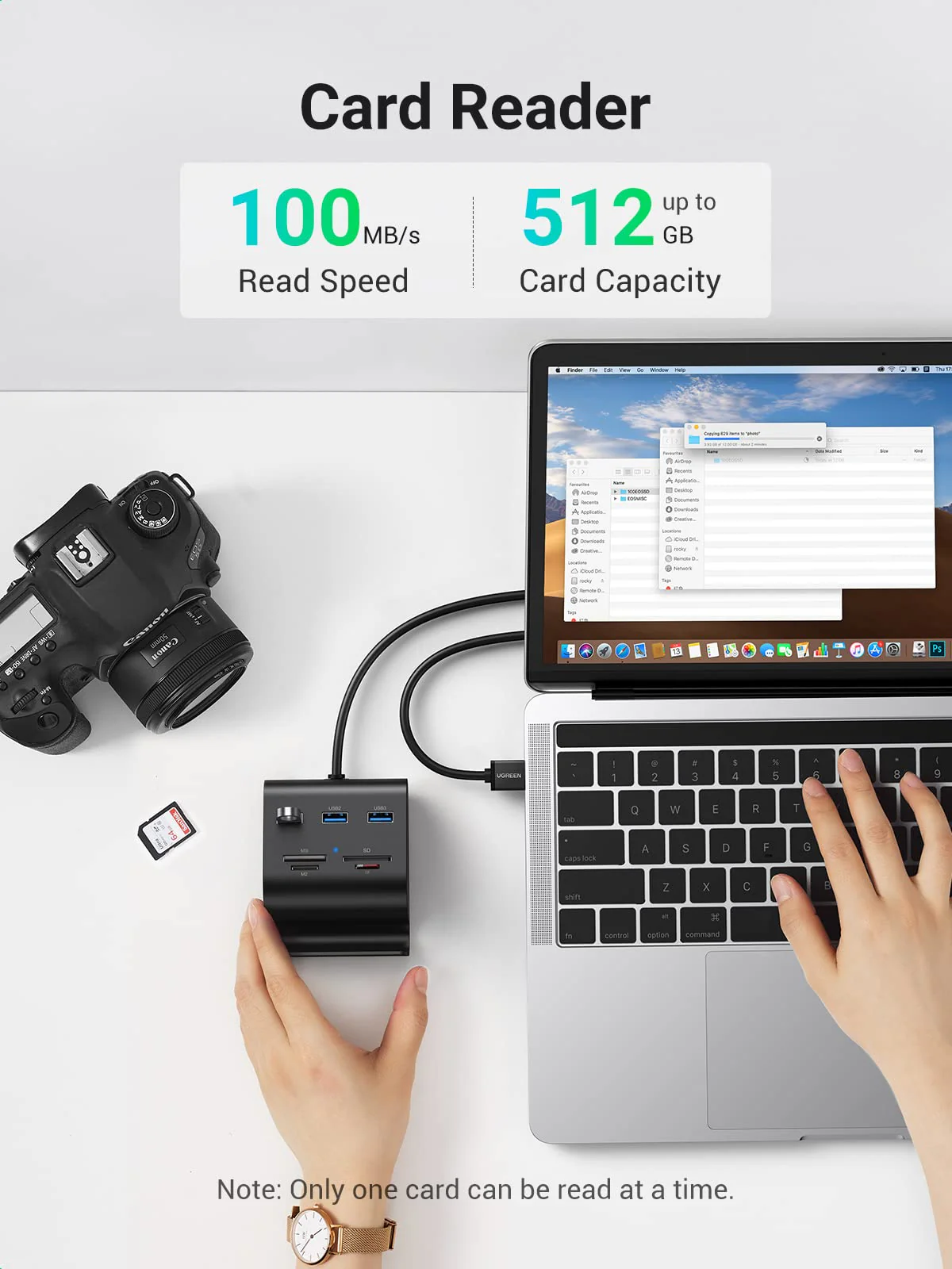 Ugreen USB 3.0 Hub Card Reader with Phone Stand - Image 4