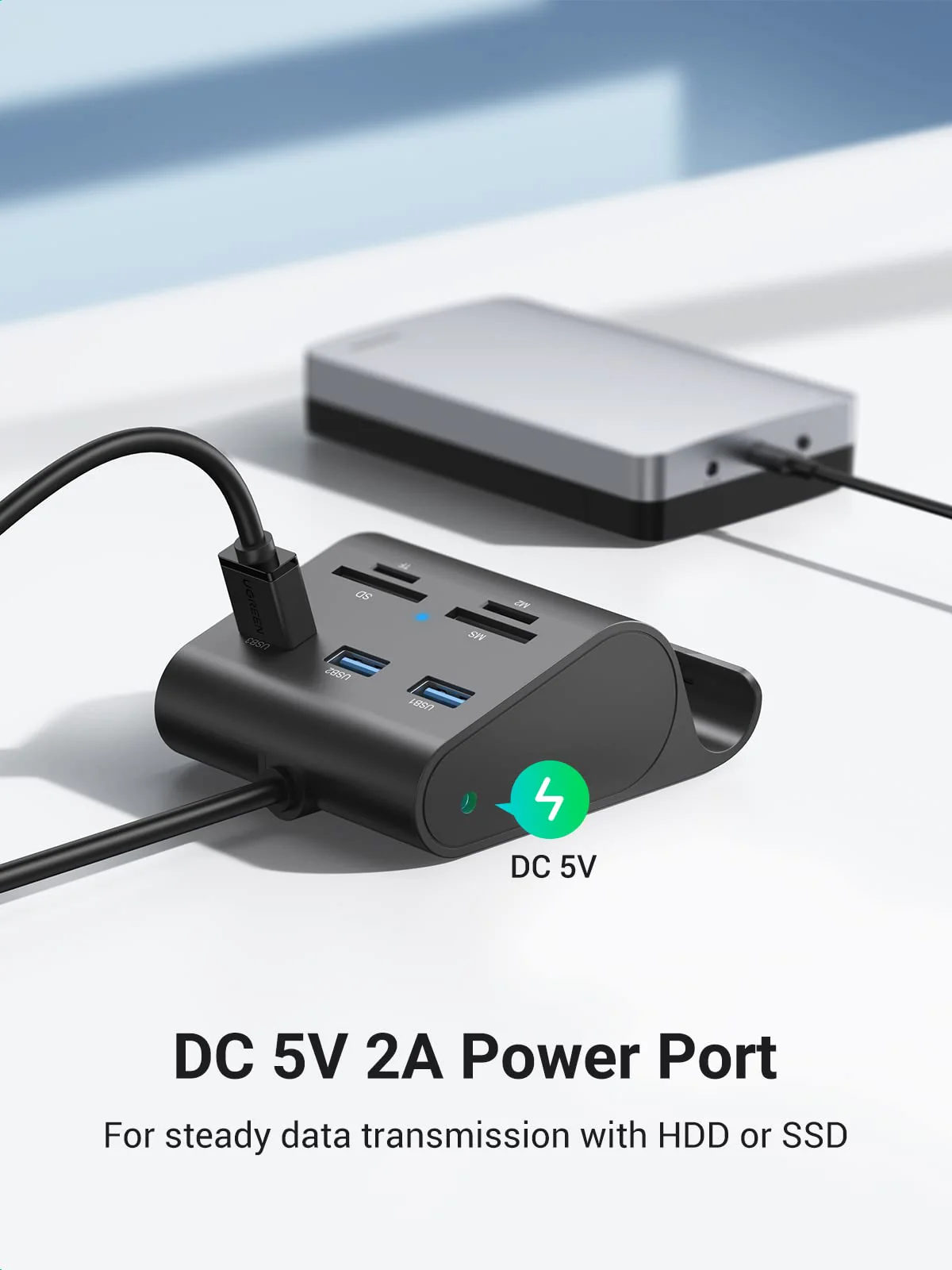 Ugreen USB 3.0 Hub Card Reader with Phone Stand - Image 6