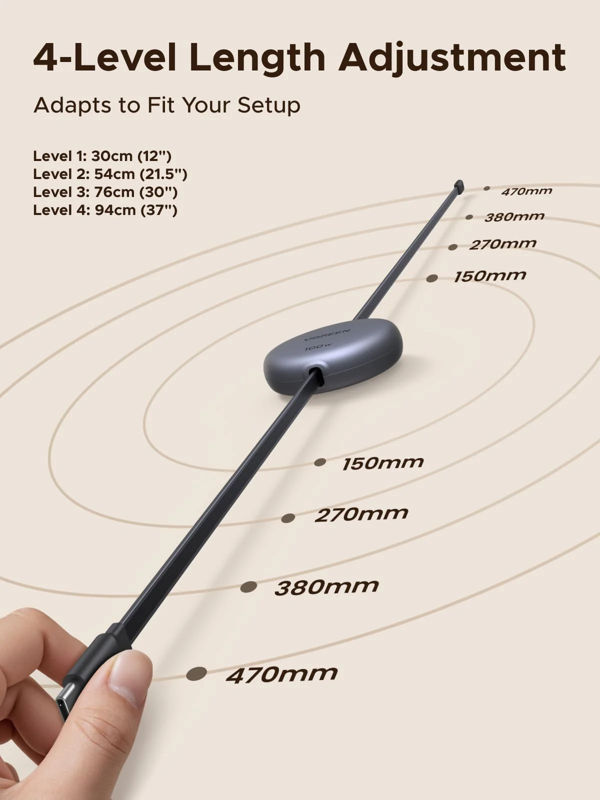 UGREEN Nexode Retractable USB-C Cable 100W - Image 5
