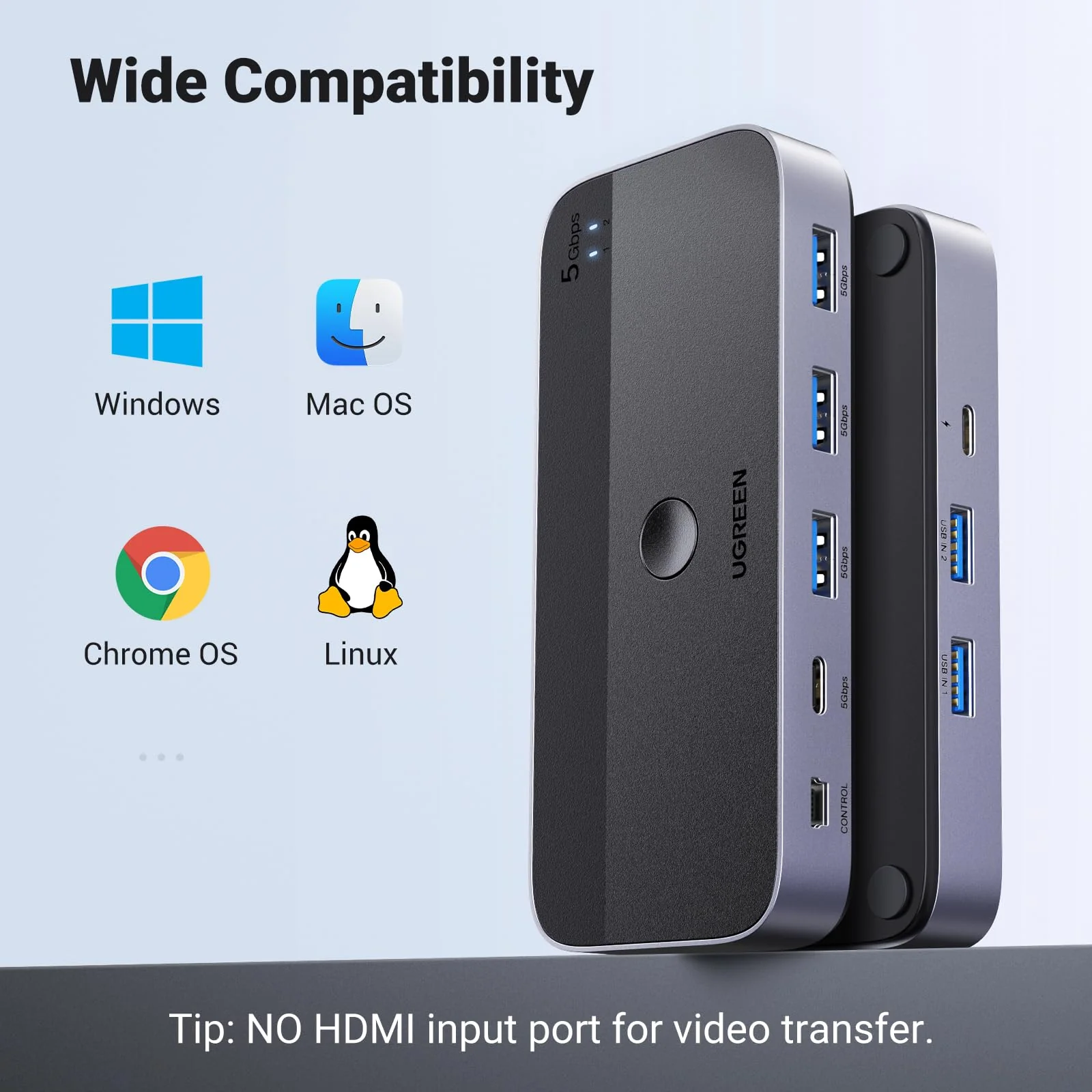 UGREEN USB 3.0 Switch 2 Computers Sharing USB C & A Devices - Image 7