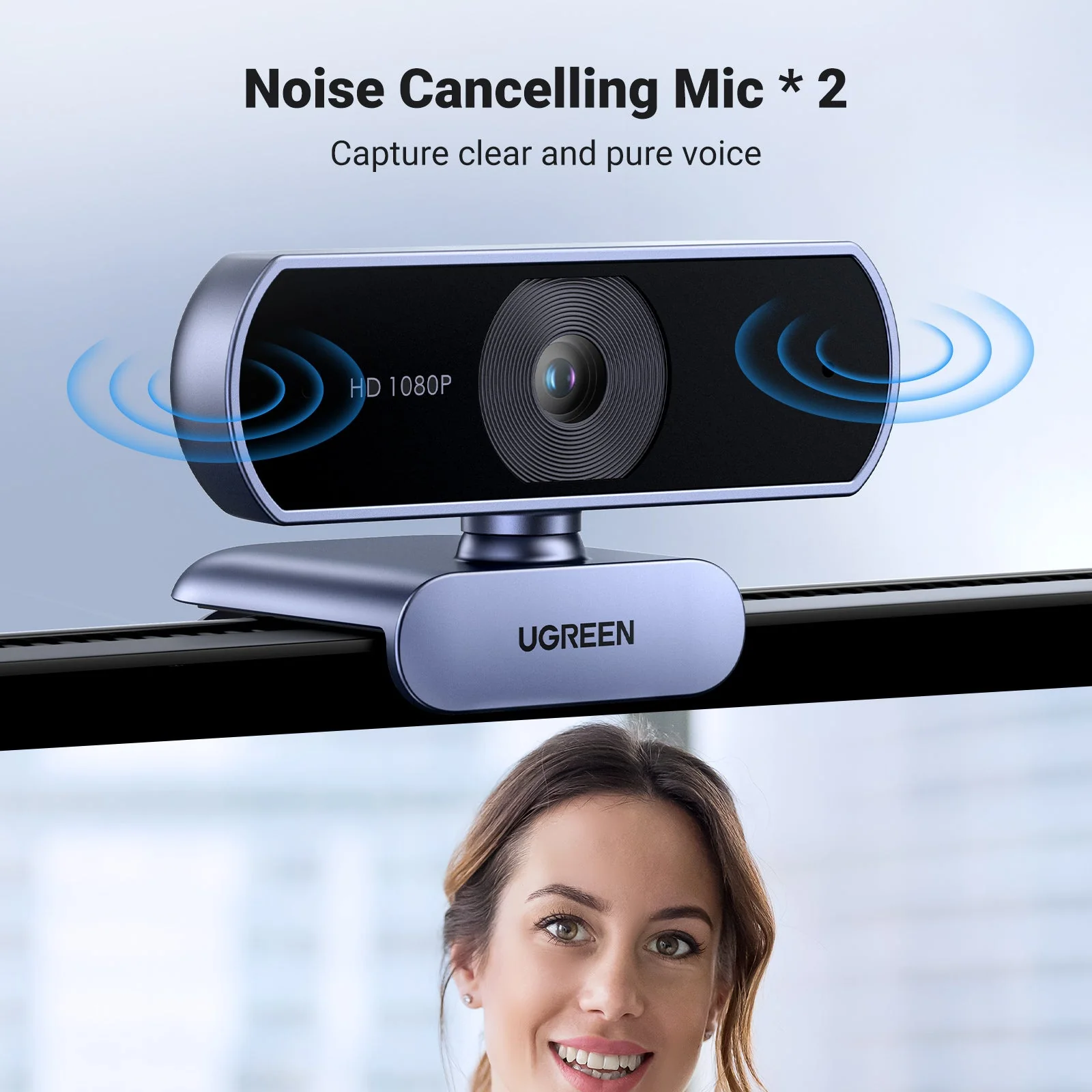UGREEN Webcam, 1080P@30FPS Web Camera with 2 Noise Canceling Microphones, Plug and Play, Auto Light Correction, 85° View USB Video Webcam - Image 5