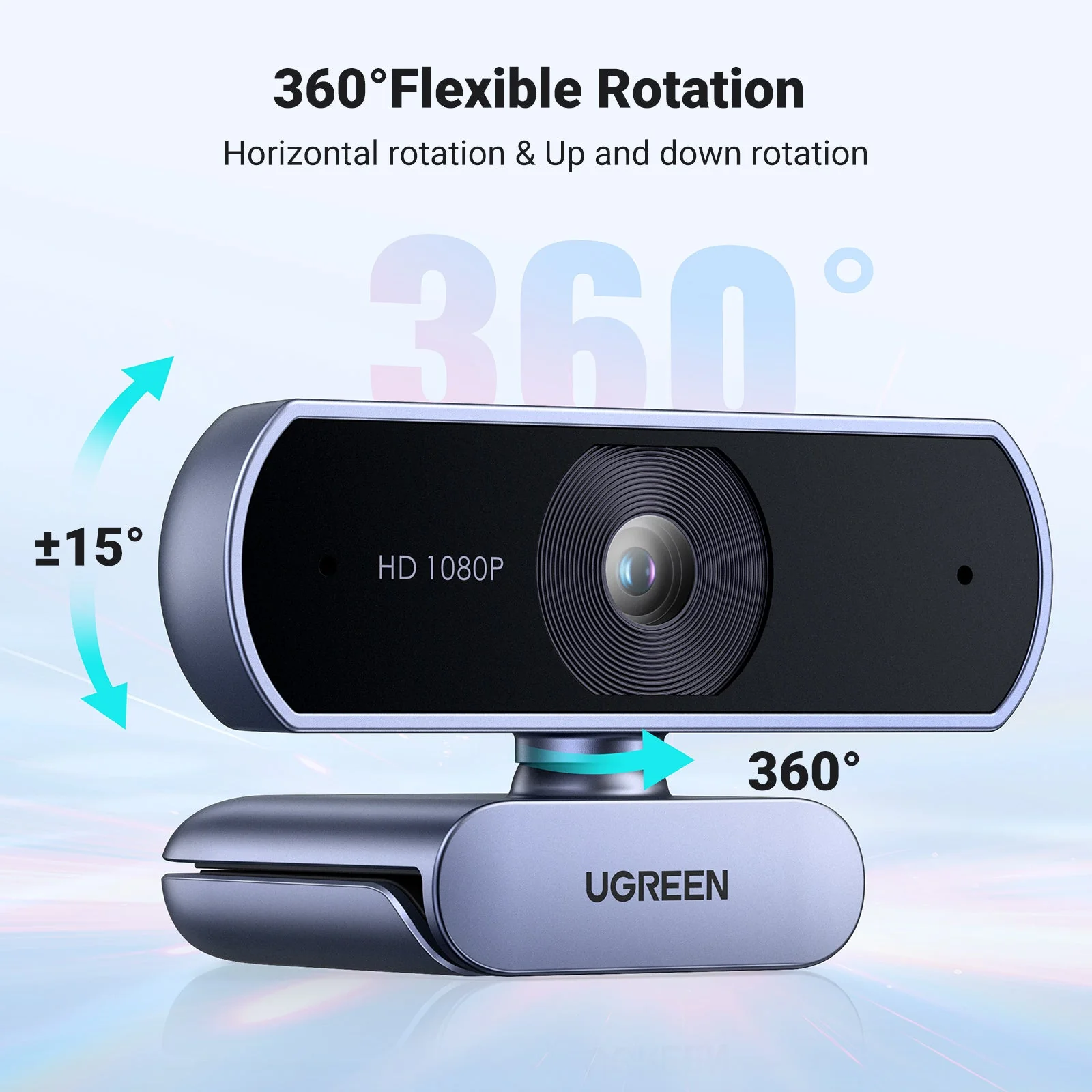 UGREEN Webcam, 1080P@30FPS Web Camera with 2 Noise Canceling Microphones, Plug and Play, Auto Light Correction, 85° View USB Video Webcam - Image 6