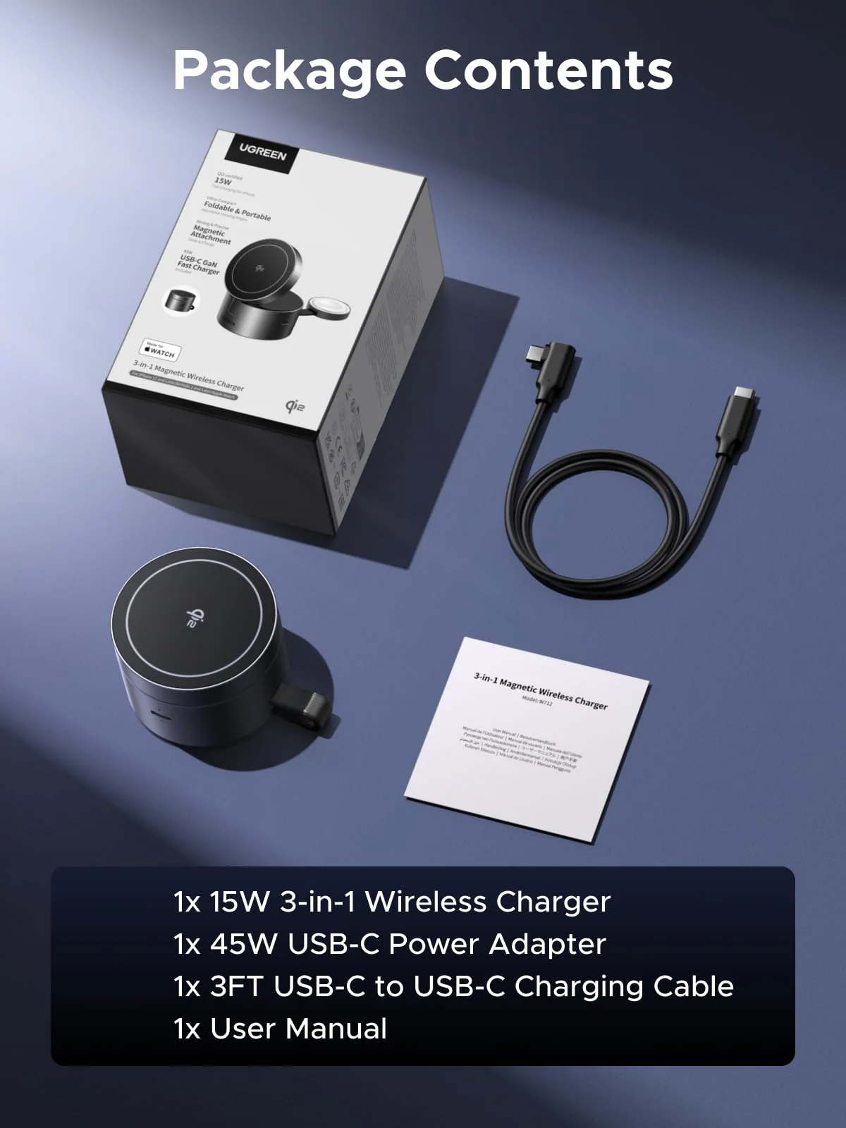 UGREEN UNO 3-in-1 Magnetic Wireless Charger 25W (MagSafe compatible) - Image 7