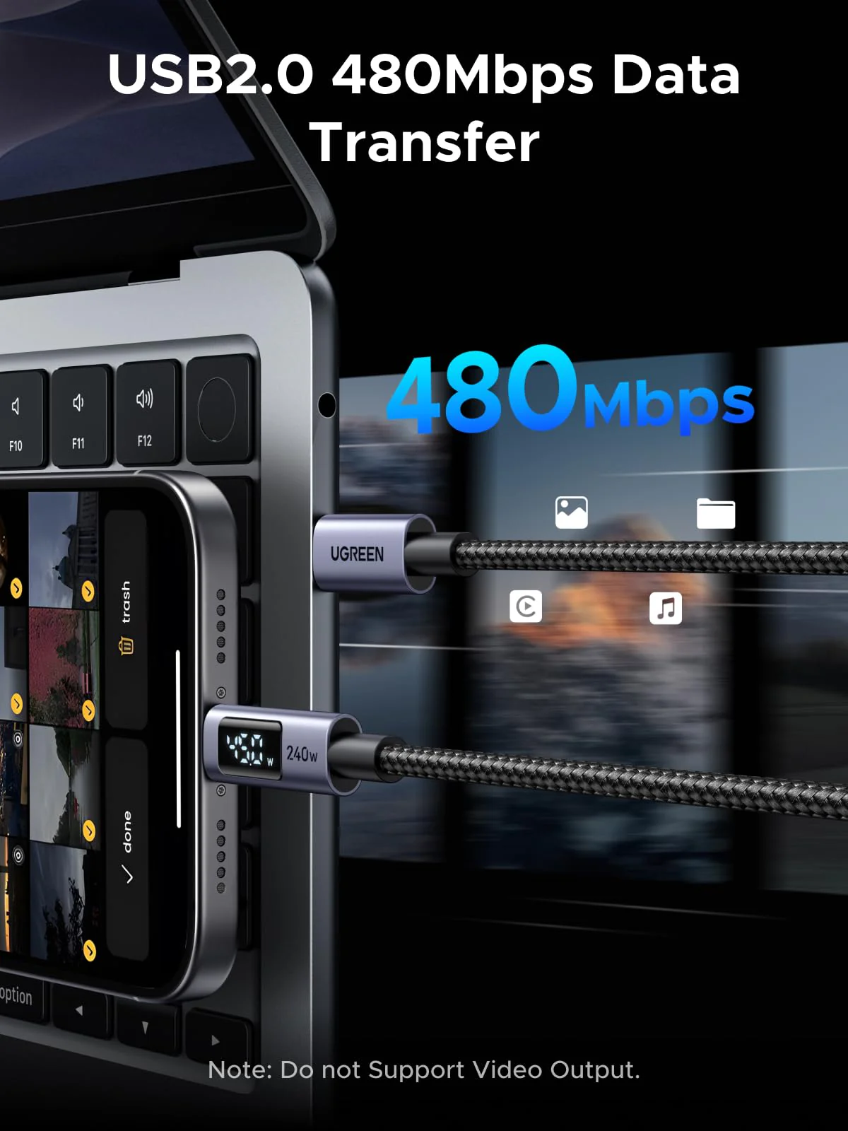 UGREEN USB-C Cable (240W, Digital Display, 480Mbps) - Image 4